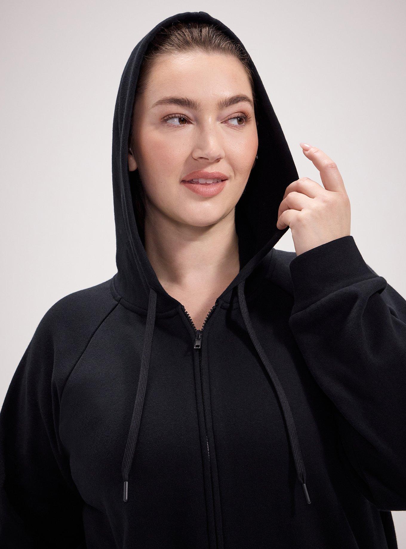 Cozy Fleece Zip-Up Hoodie, DEEP BLACK, alternate
