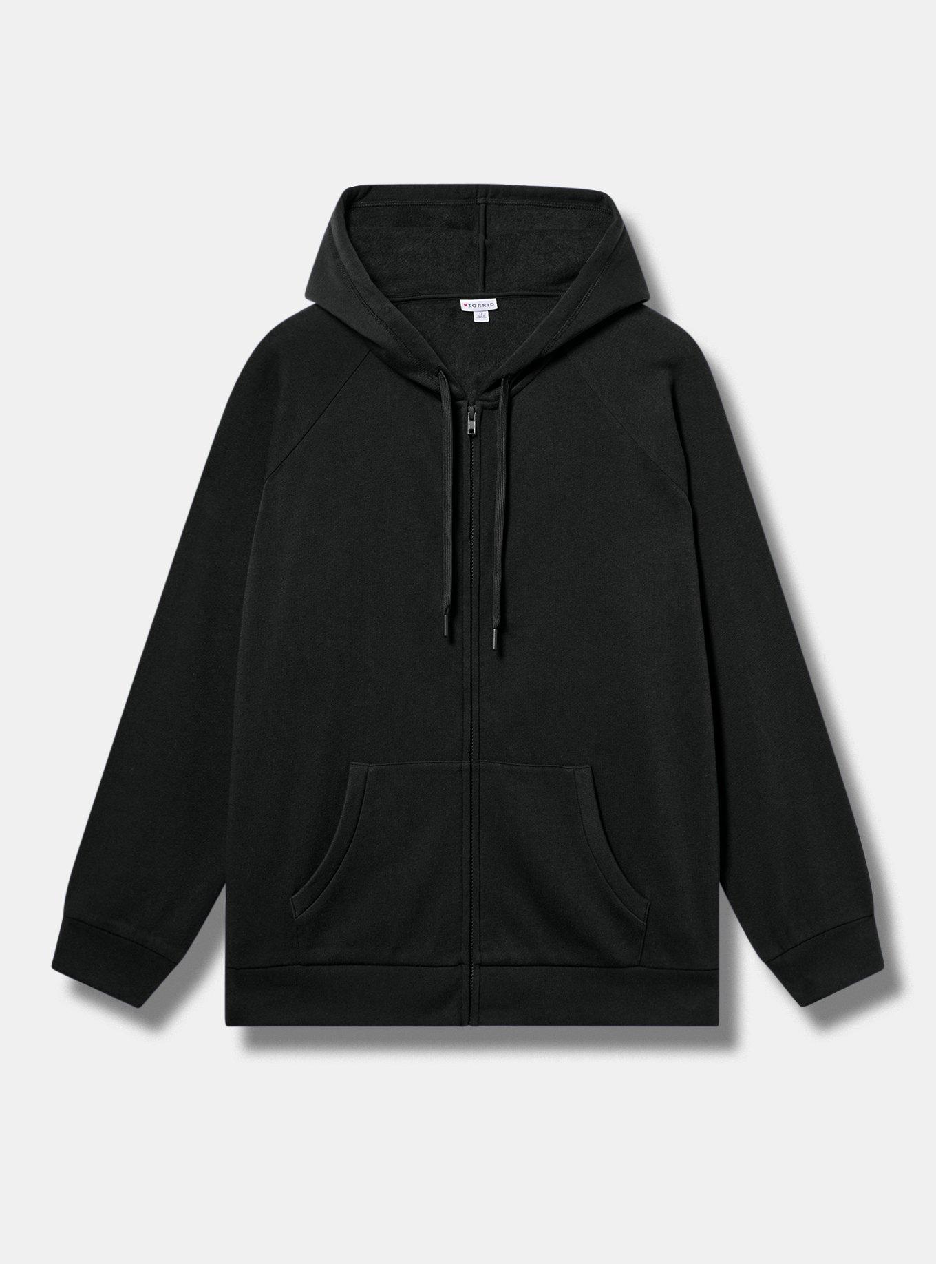 Cozy Fleece Zip-Up Hoodie, DEEP BLACK, flat