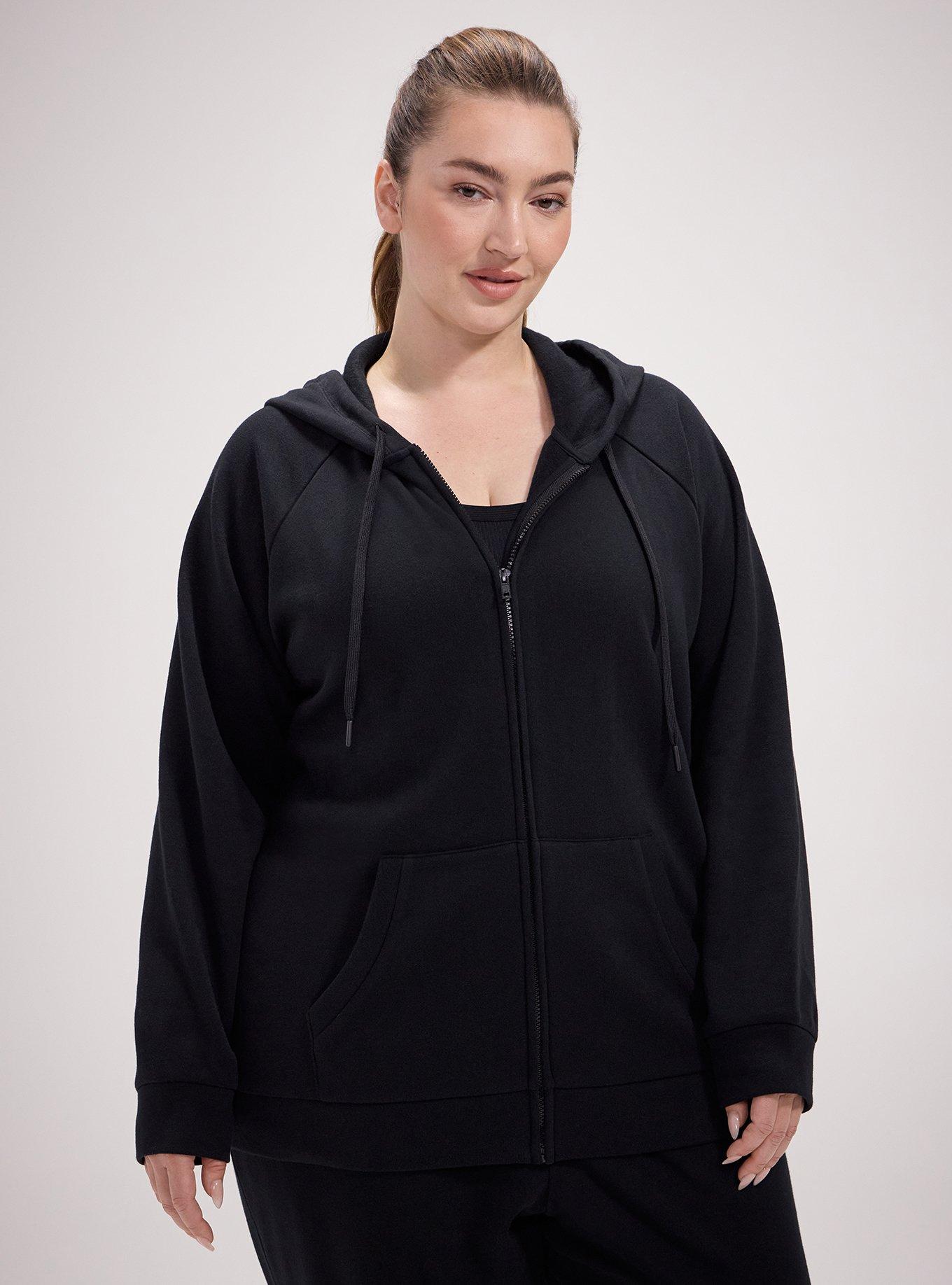 Cozy Fleece Zip-Up Hoodie, DEEP BLACK, hi-res