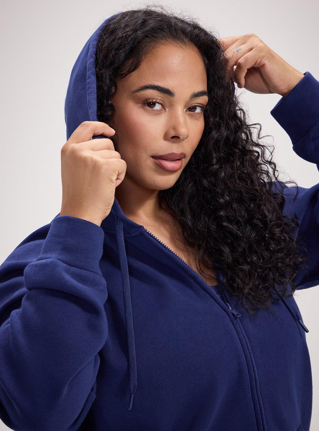 Plus Size TRU Super Soft Fleece Zip-Up Hoodie, MEDIEVAL BLUE, alternate