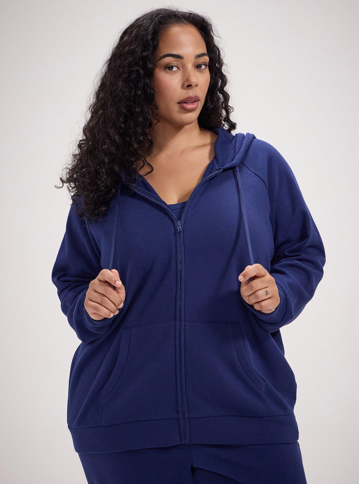 Plus Size TRU Super Soft Fleece Zip-Up Hoodie, MEDIEVAL BLUE, hi-res