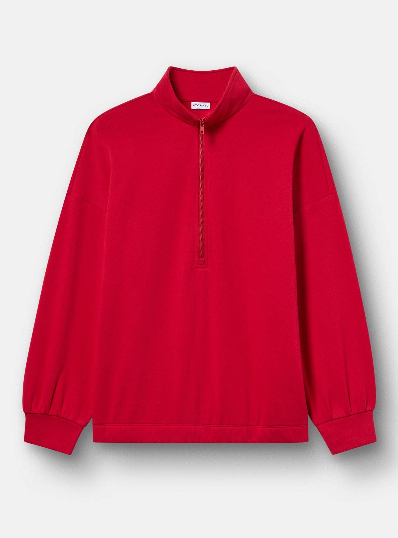 Plus Size TRU Super Soft Fleece Half-Zip Active Pullover, JESTER RED, flat