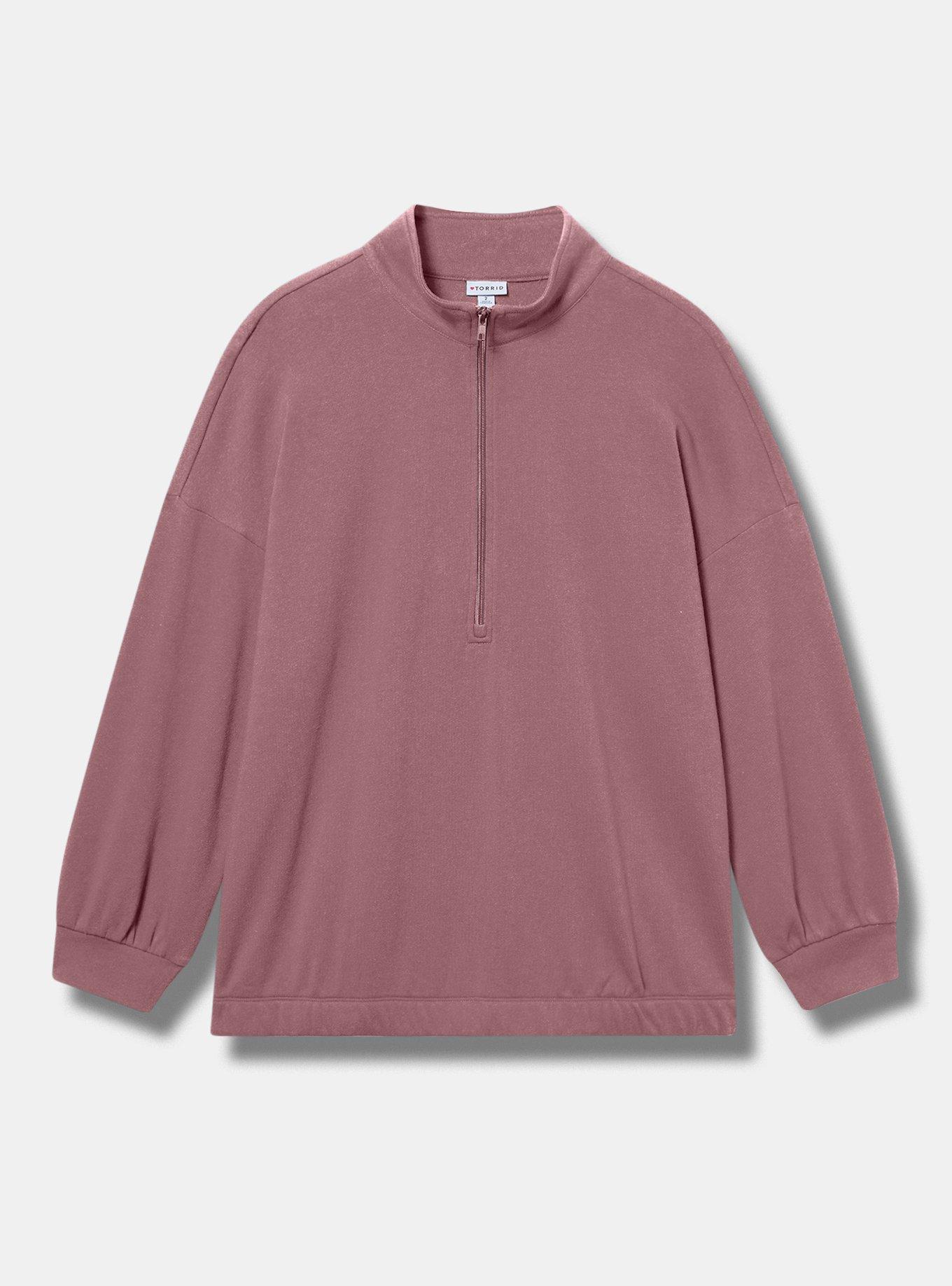 TRU Super Soft Fleece Half-Zip Active Pullover, ROSE TAUPE, flat