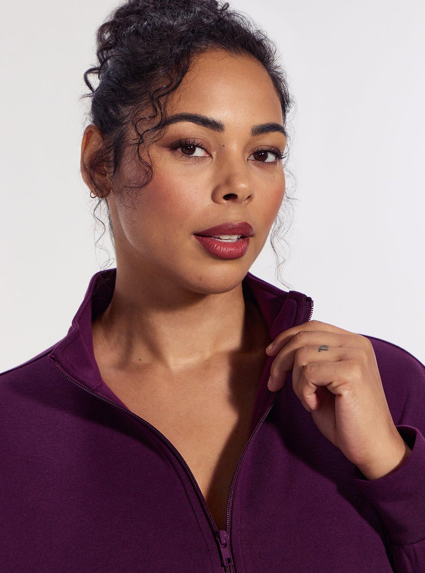 TRU Super Soft Fleece Half-Zip Active Pullover Top, WINTER BLOOM, alternate