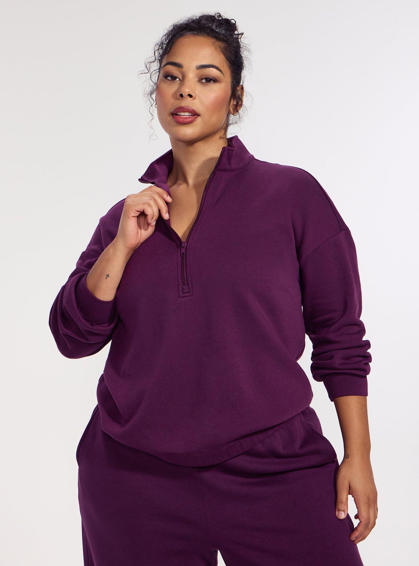 TRU Super Soft Fleece Half-Zip Active Pullover Top, WINTER BLOOM, hi-res