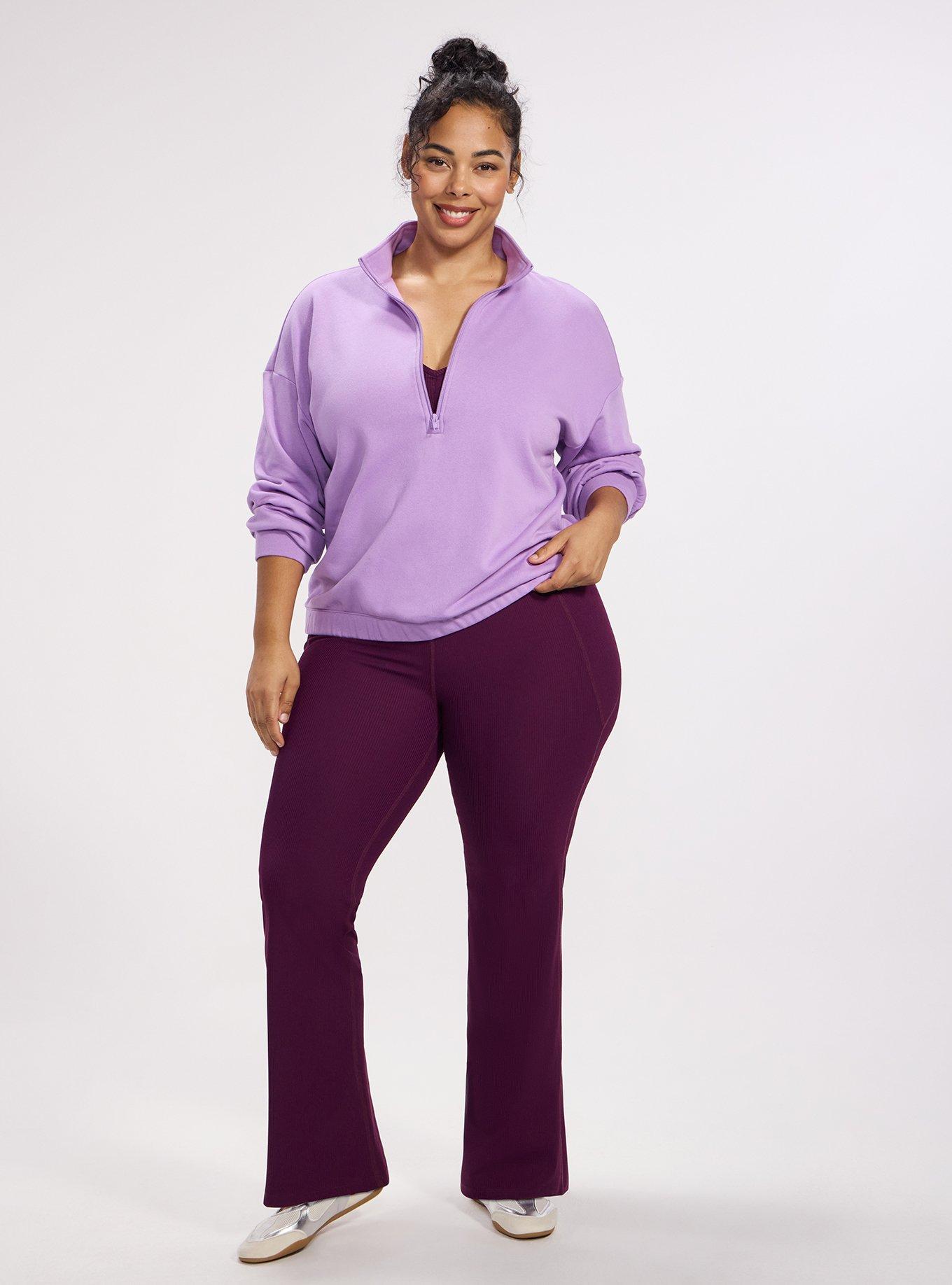 TRU Super Soft Fleece Half-Zip Active Pullover Top, ENGLISH LAVENDER, alternate