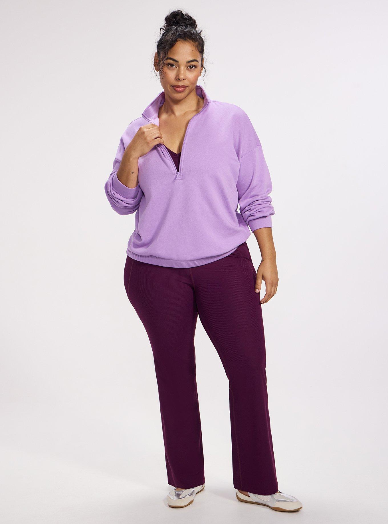 TRU Super Soft Fleece Half-Zip Active Pullover Top, ENGLISH LAVENDER, alternate