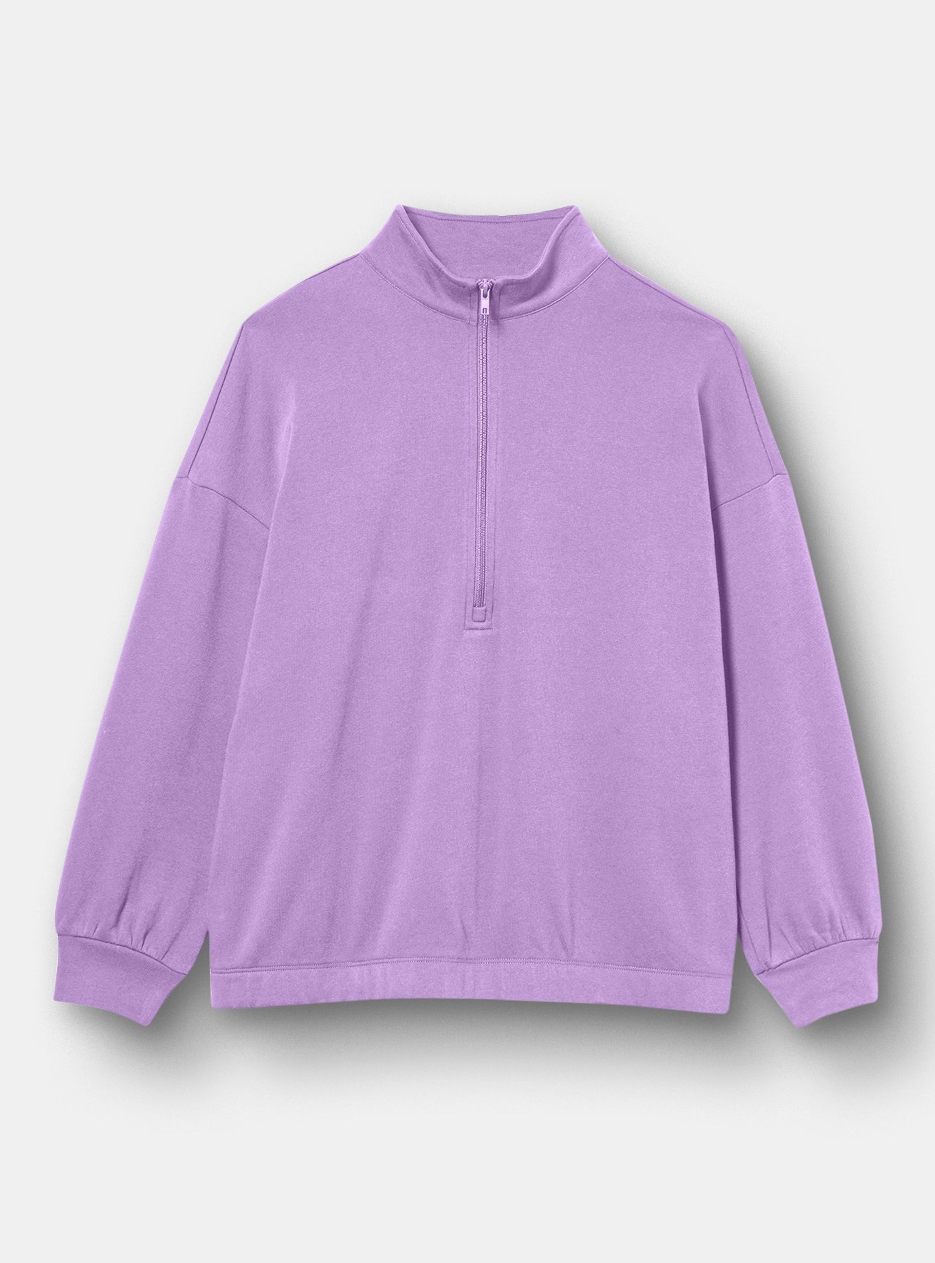TRU Super Soft Fleece Half-Zip Active Pullover, ENGLISH LAVENDER, flat