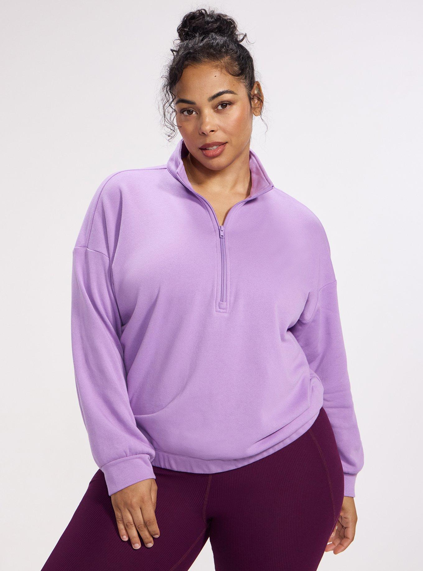 TRU Super Soft Fleece Half-Zip Active Pullover Top, ENGLISH LAVENDER, hi-res