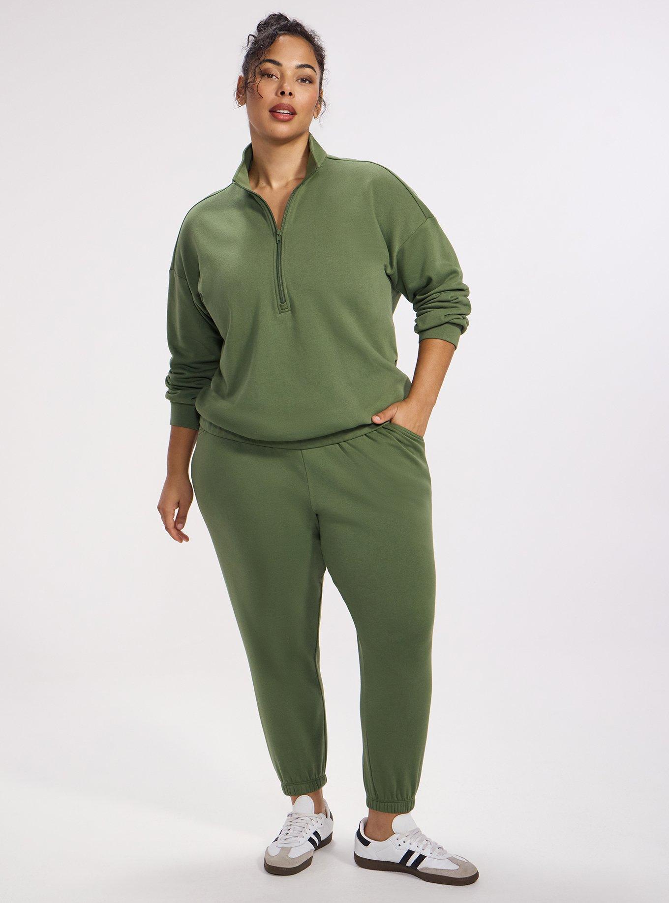 TRU Super Soft Fleece Half-Zip Active Pullover Top, BRONZE GREEN, alternate