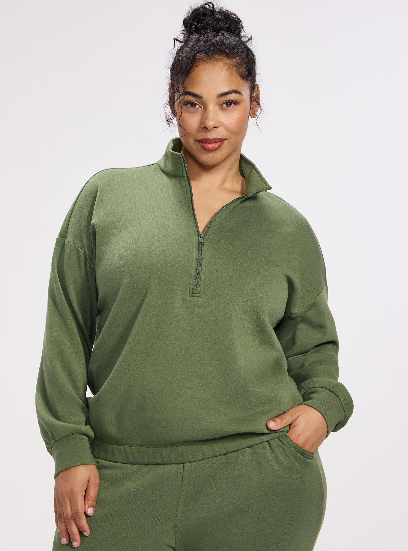 TRU Super Soft Fleece Half-Zip Active Pullover Top, BRONZE GREEN, alternate