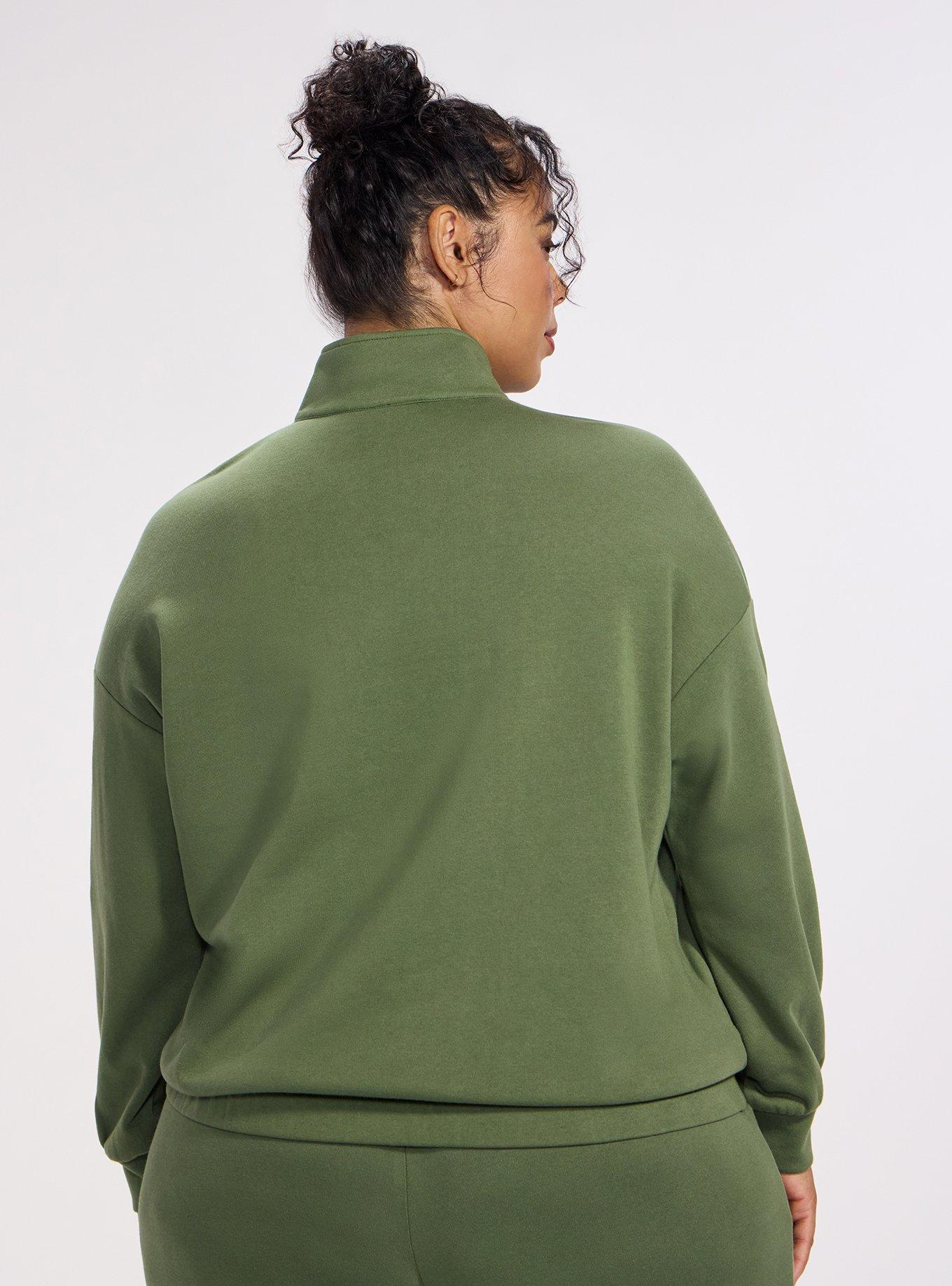 TRU Super Soft Fleece Half-Zip Active Pullover Top, BRONZE GREEN, alternate