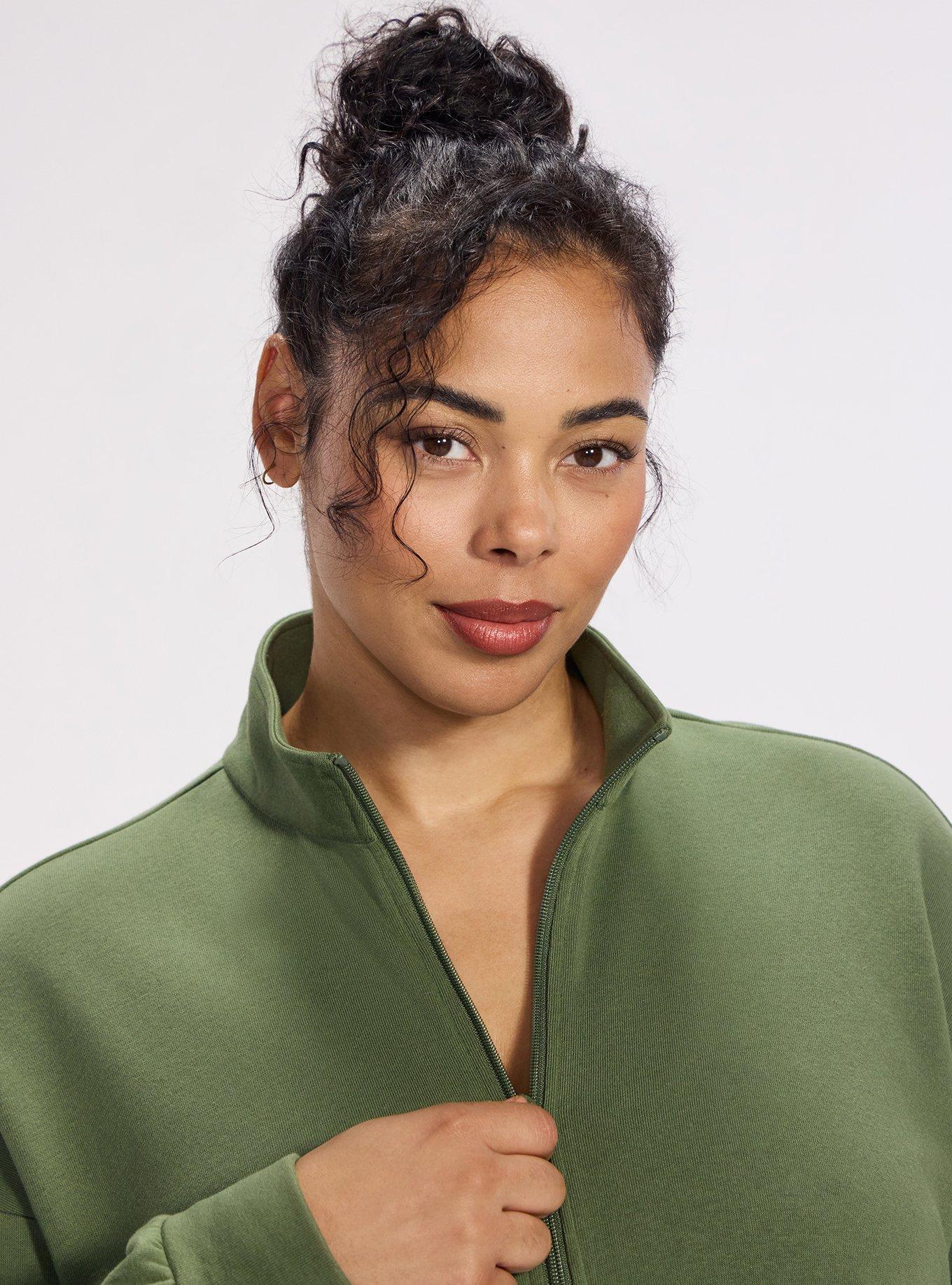 TRU Super Soft Fleece Half-Zip Active Pullover Top, BRONZE GREEN, alternate
