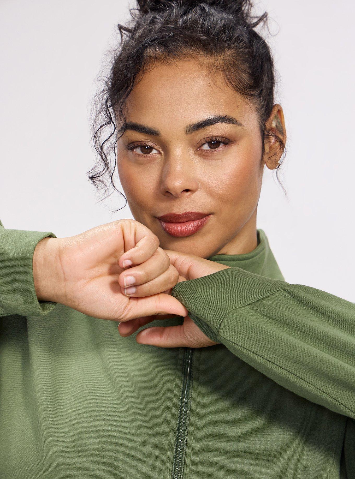 TRU Super Soft Fleece Half-Zip Active Pullover Top, BRONZE GREEN, alternate