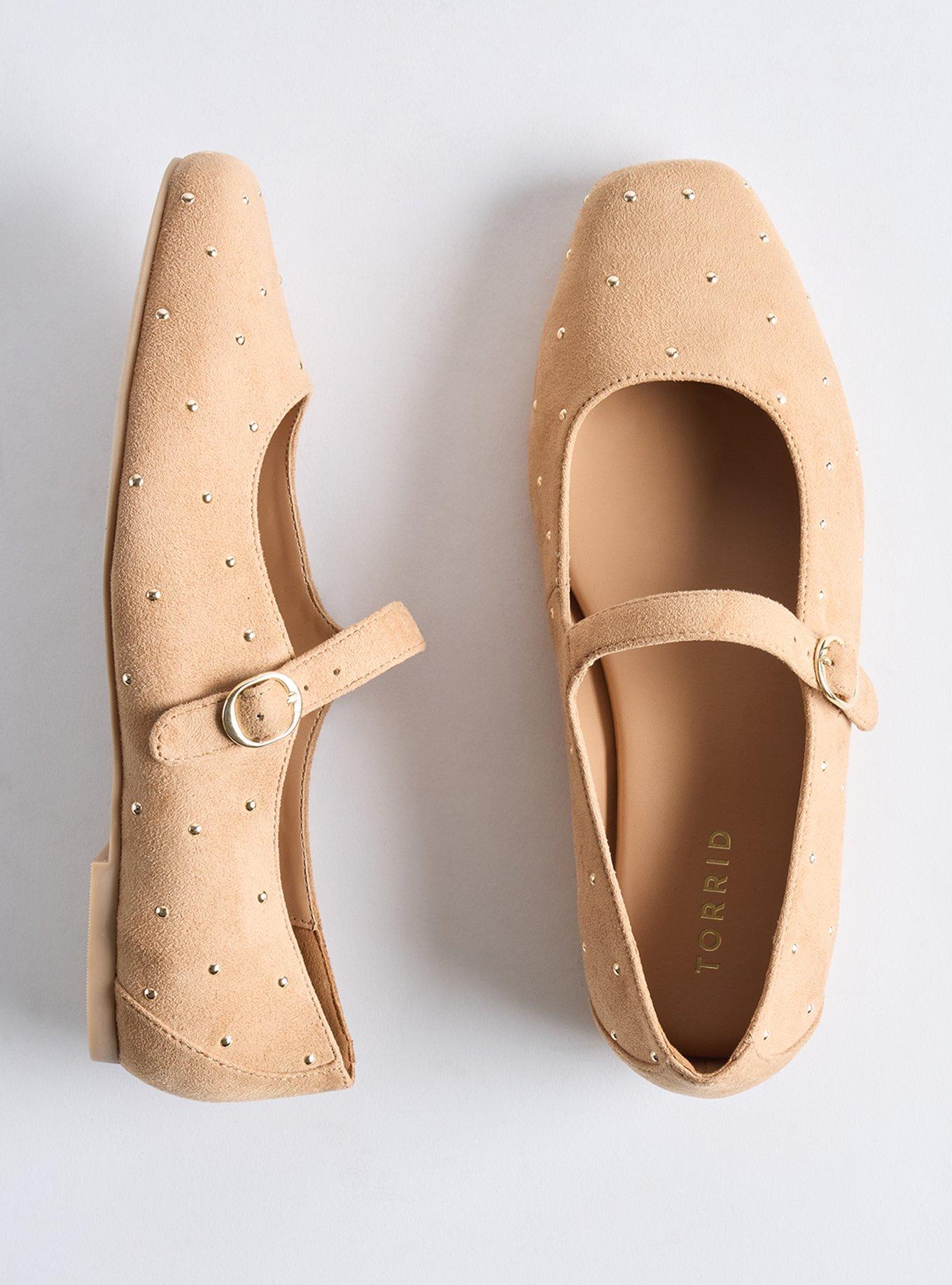 Studded Mary Jane Ballet Flat (WW), TAN, hi-res