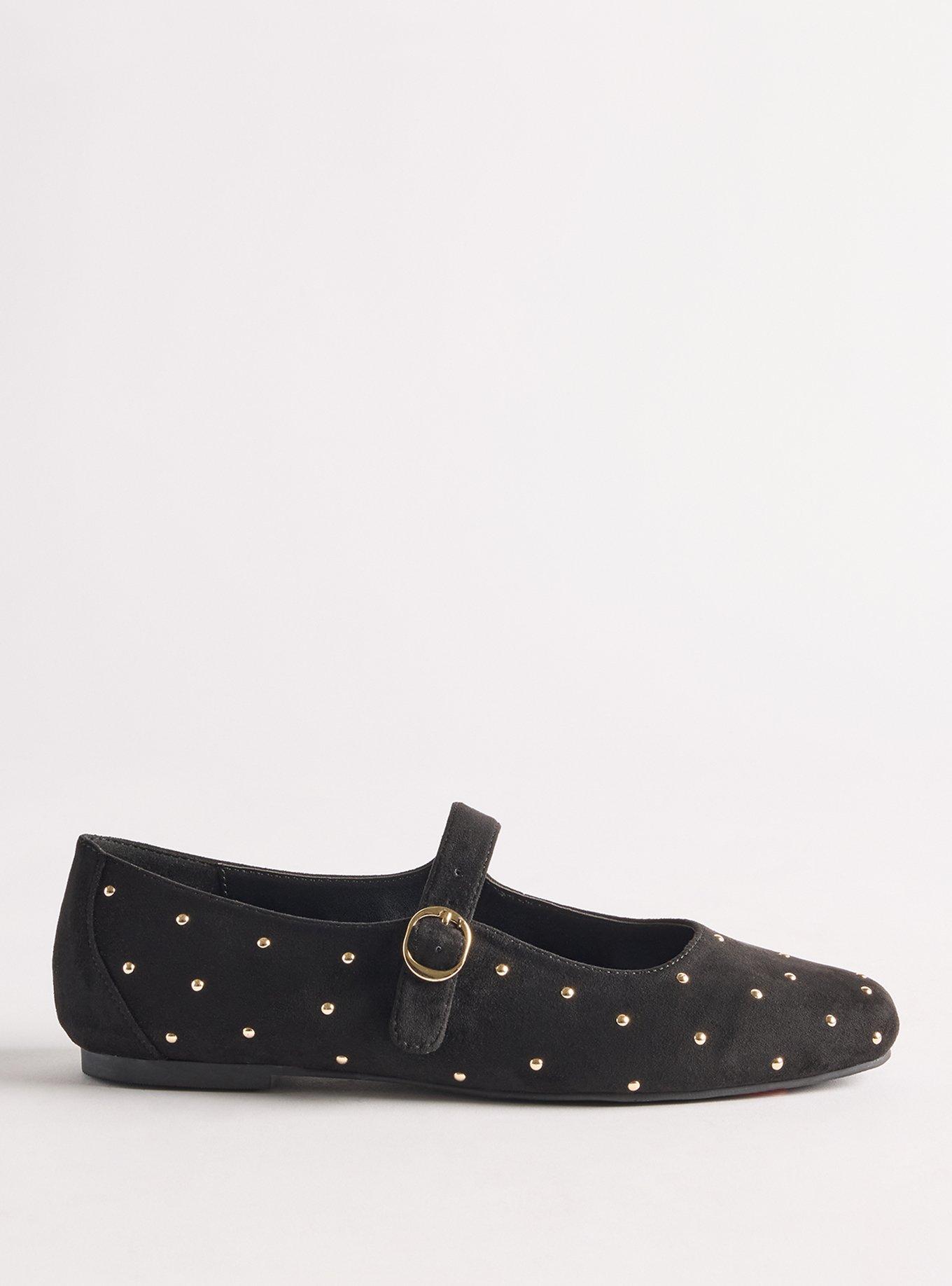 Plus Size Studded Mary Jane Ballet Flat (WW), BLACK, alternate
