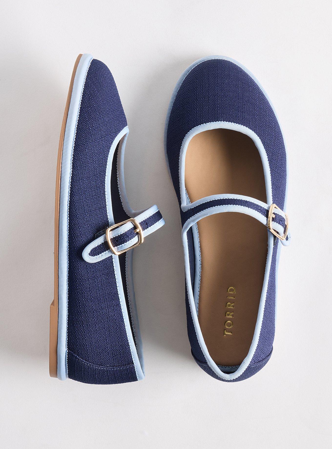 Plus Size Mary Jane Ballet Flat (WW), NAVY, hi-res