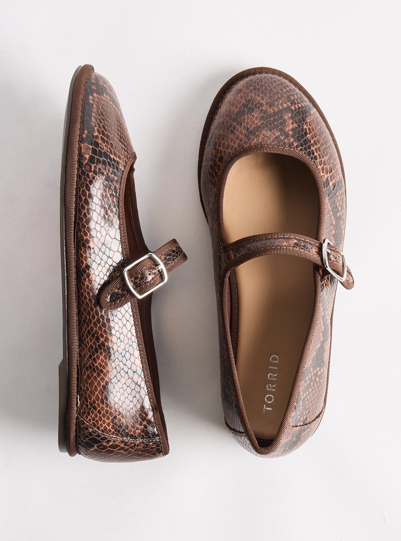 Mary Jane Ballet Flat (WW), SNAKE BROWN, hi-res