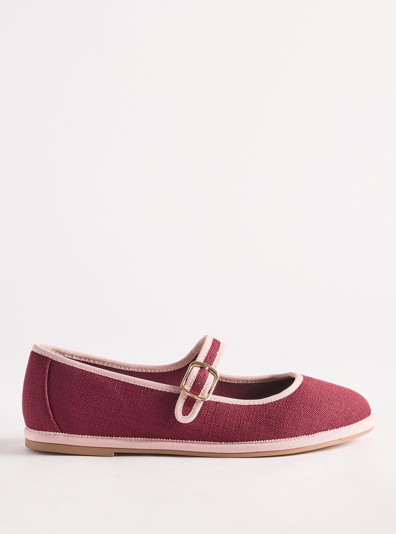 Plus Size Mary Jane Ballet Flat (WW), MAROON BANNER, alternate