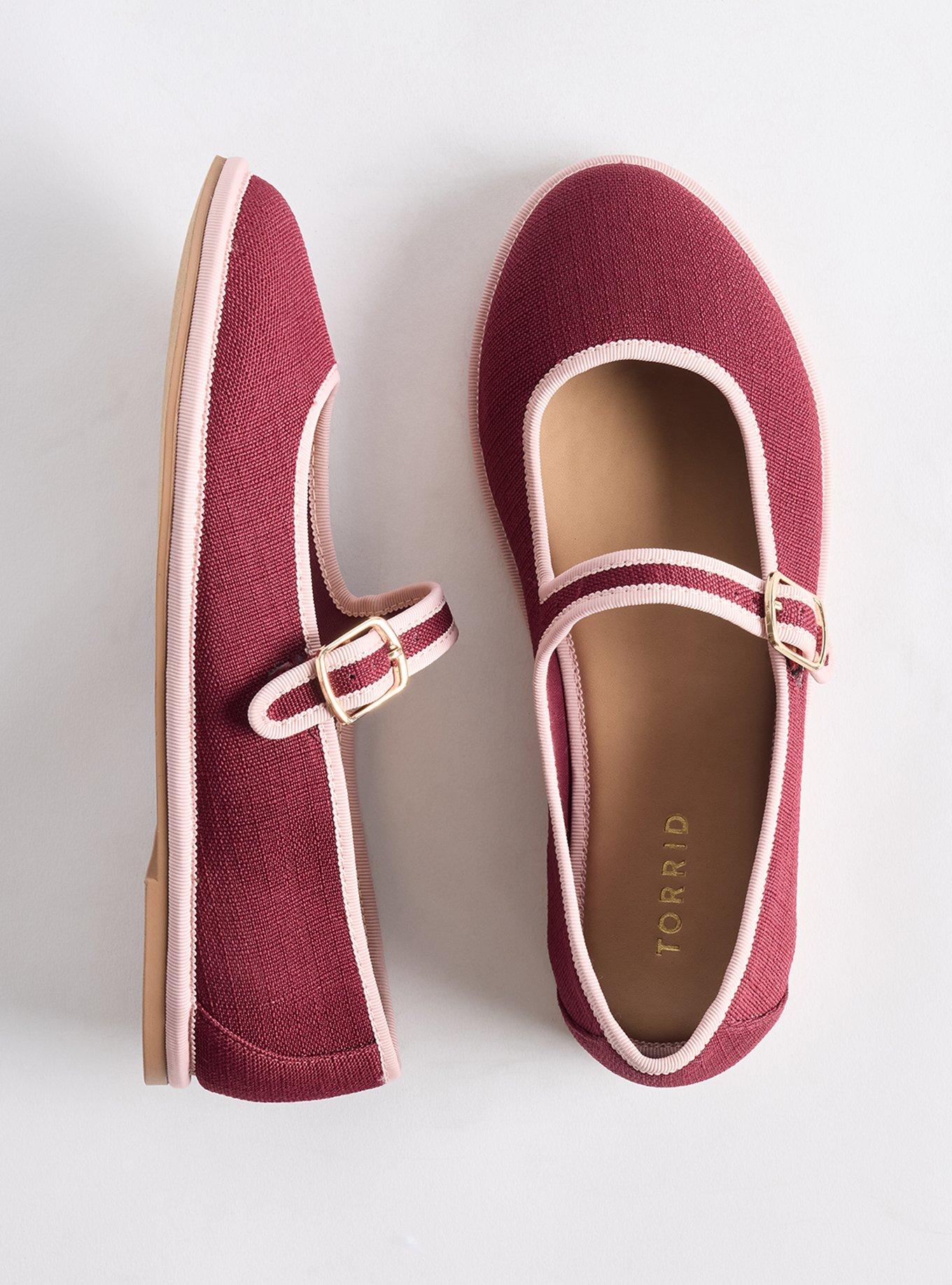 Plus Size Mary Jane Ballet Flat (WW), MAROON BANNER, hi-res