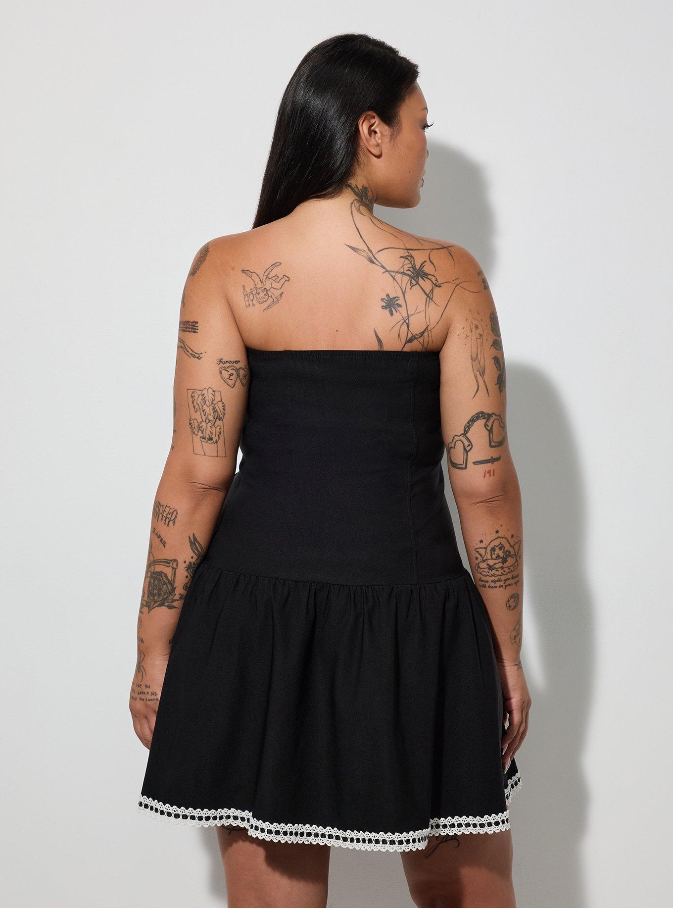 Plus Size LoveSick Strapless Drop Waist Mini Dress, DEEP BLACK, alternate