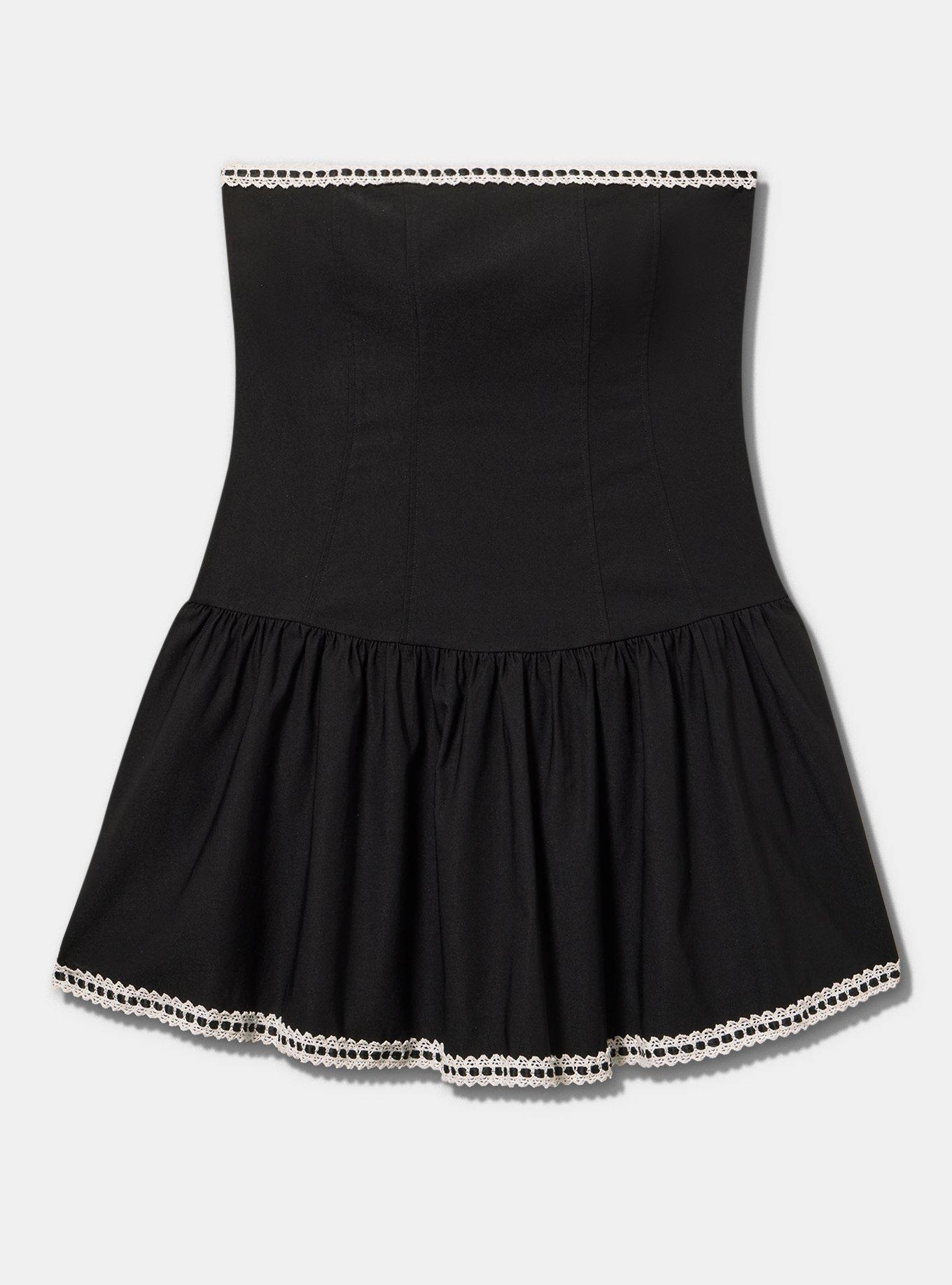 Plus Size LoveSick Strapless Drop Waist Mini Dress, DEEP BLACK, flat