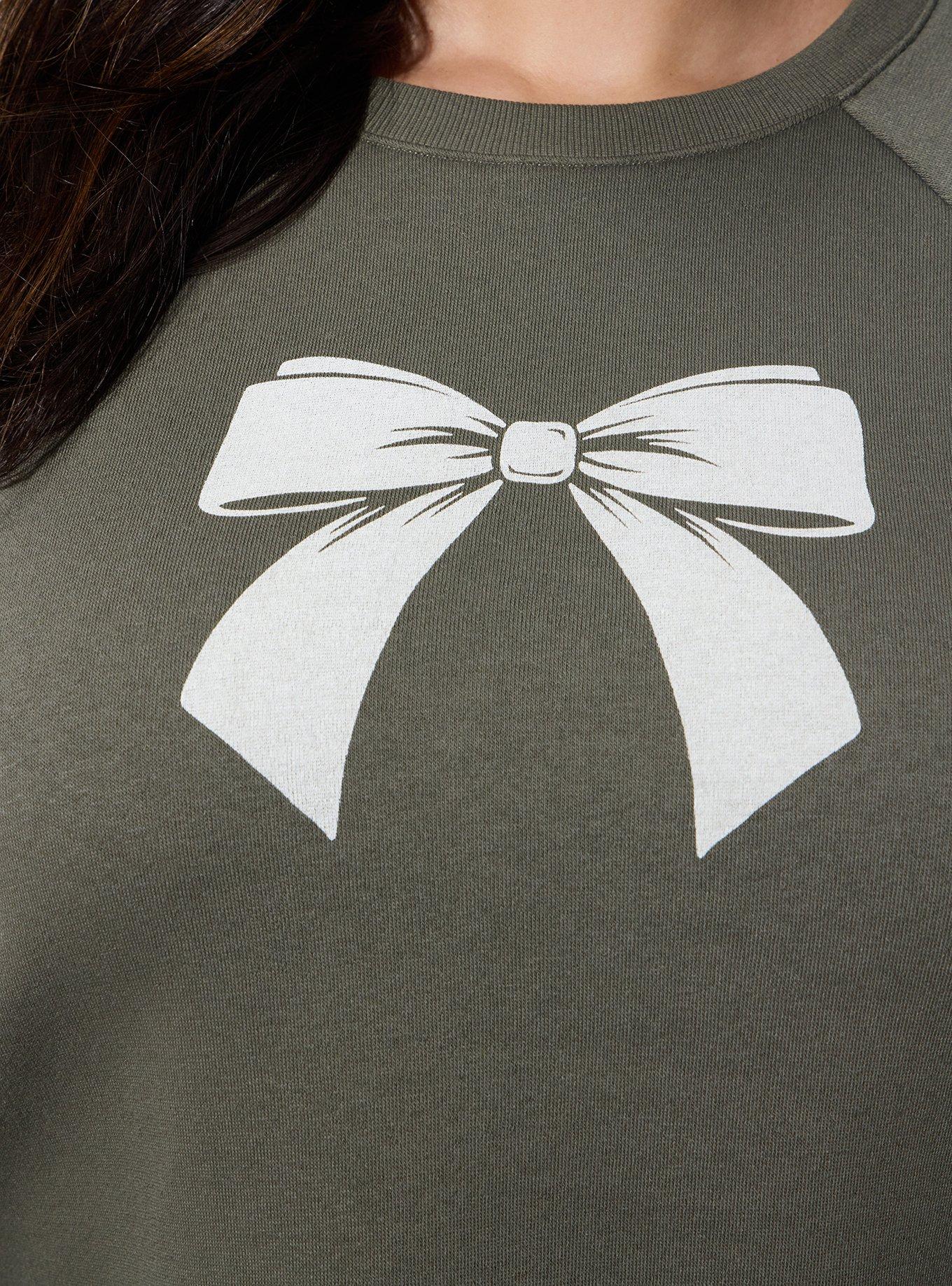 LoveSick Oversized Raglan Crew Sweater, KALAMATA WHITE BOW, alternate