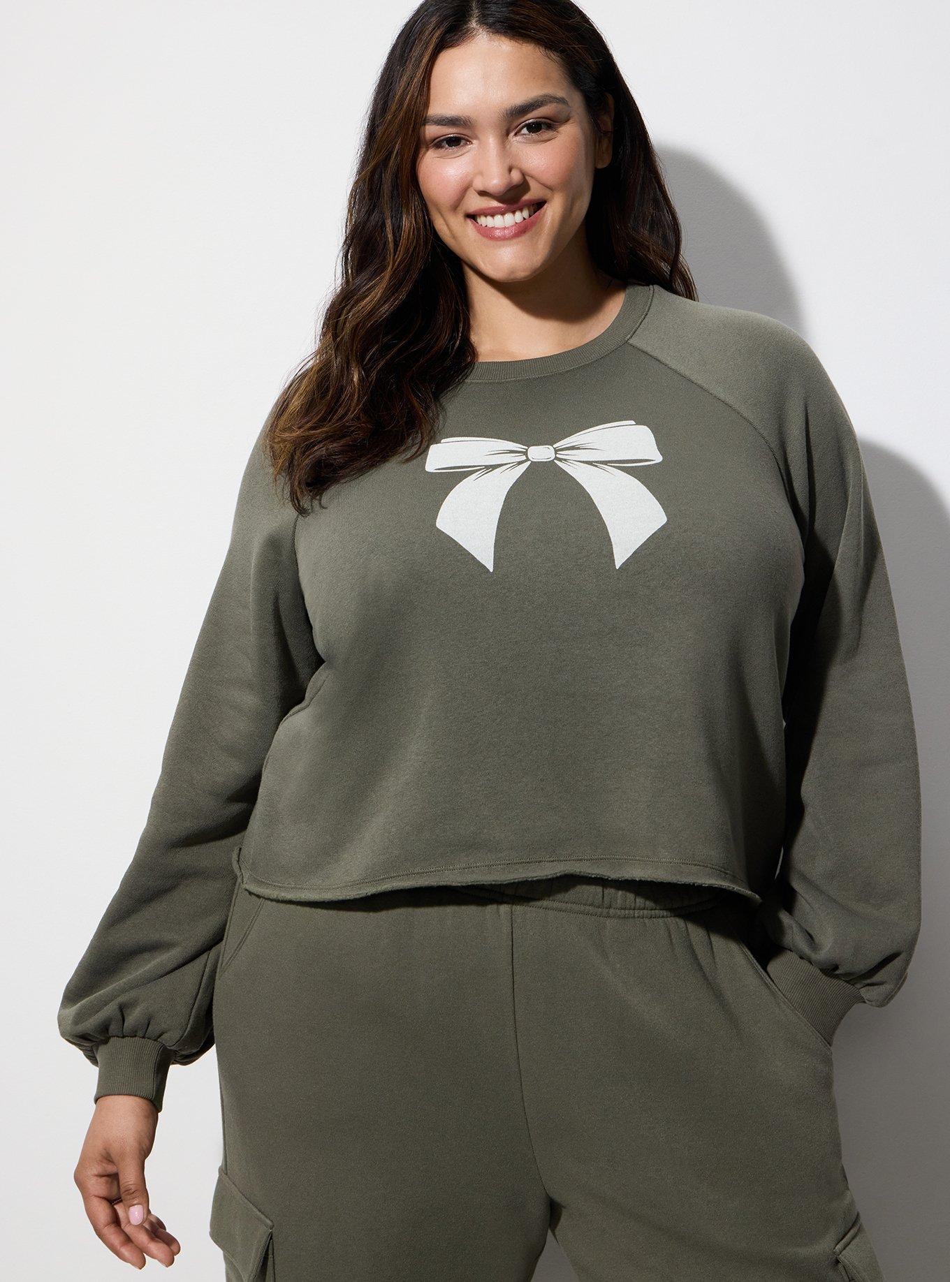 LoveSick Oversized Raglan Crew Sweater, KALAMATA WHITE BOW, hi-res