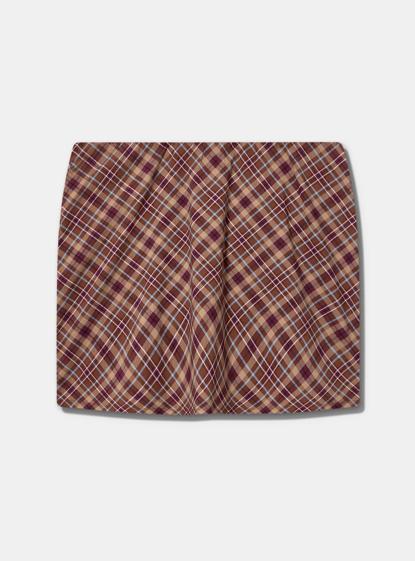 Plus Size LoveSick Mini Skort, GINGER PLAID MULTI, flat