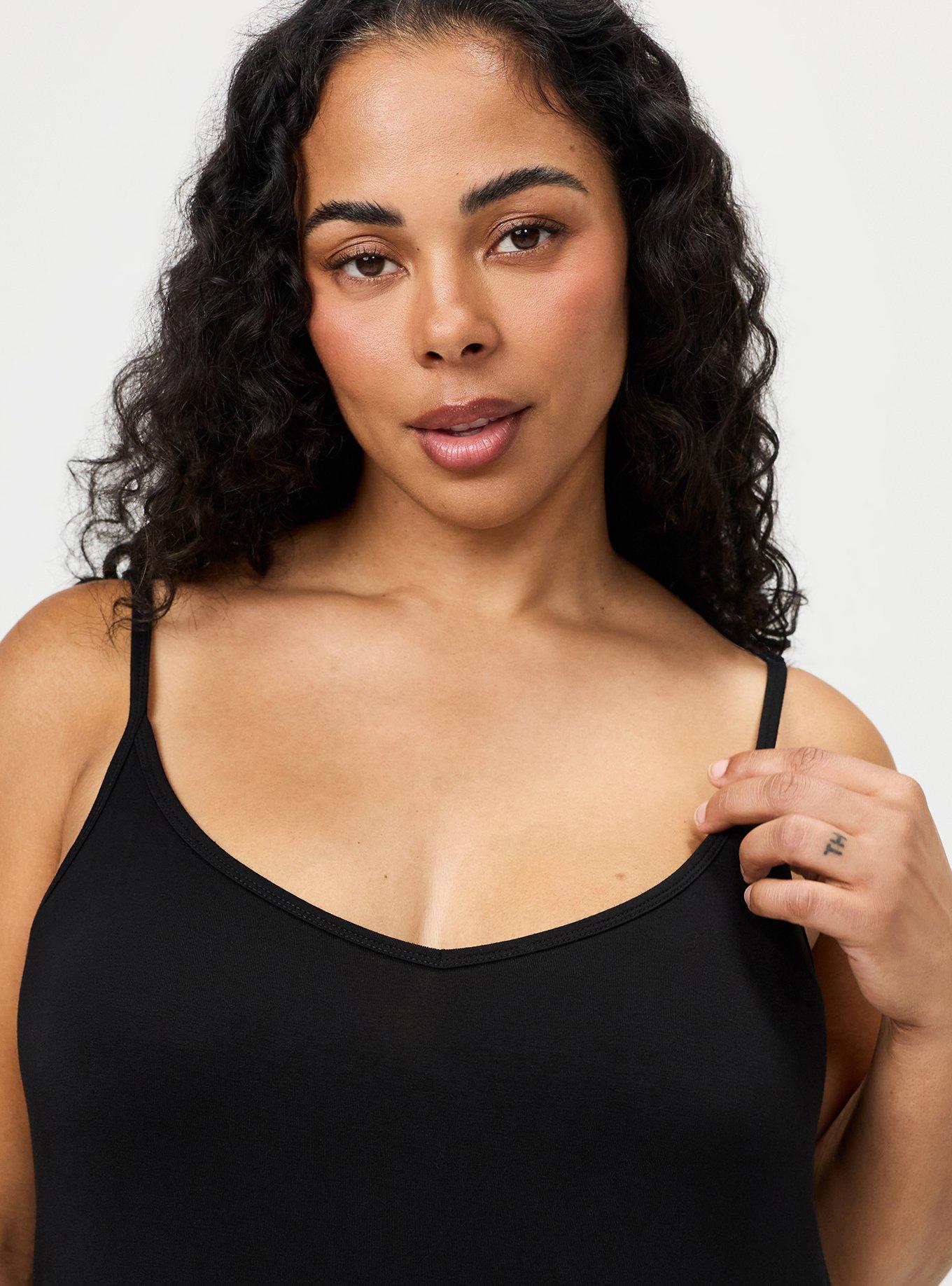 Plus Size Super Soft Jersey V-Back Sleep Chemise, DEEP BLACK, alternate