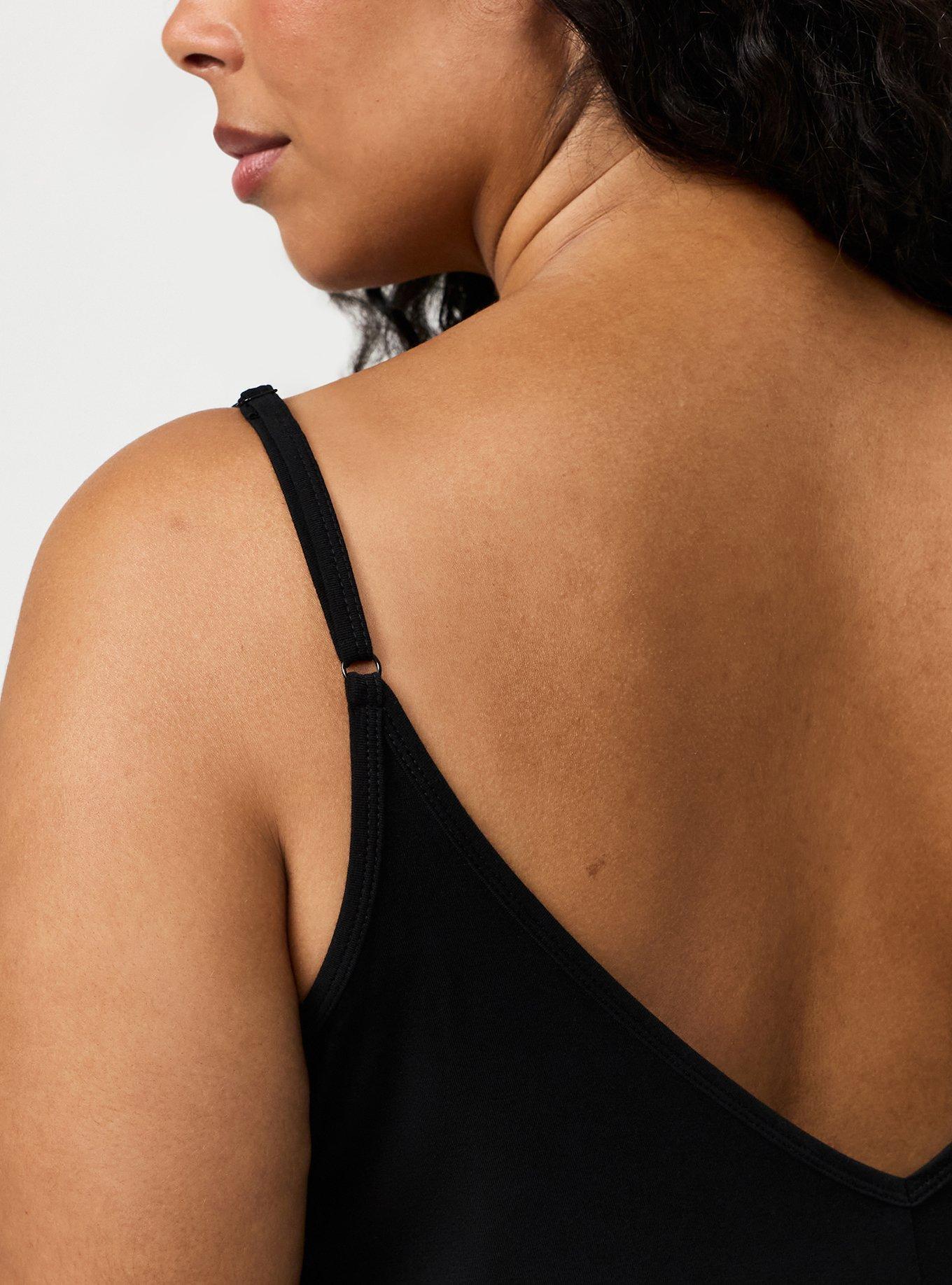 Plus Size Super Soft Jersey V-Back Sleep Chemise, DEEP BLACK, alternate