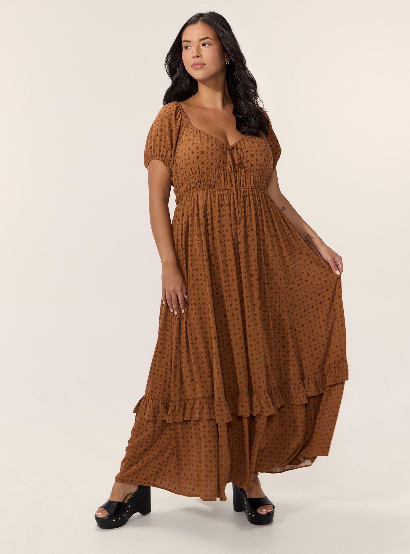 Festi Puff Sleeve Tiered Maxi Dress, INI MOTIFS MUSTARD, alternate