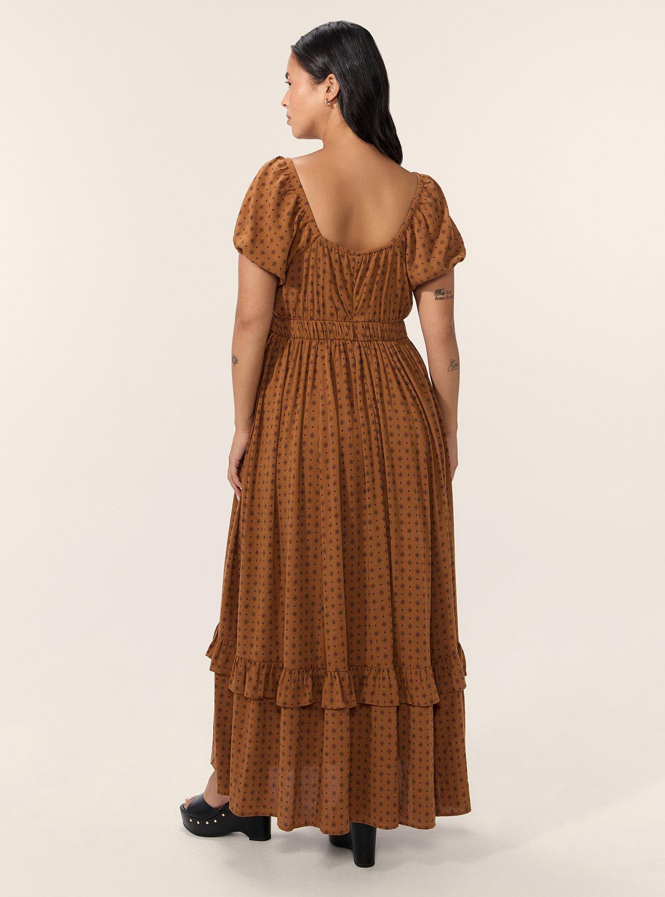Festi Puff Sleeve Tiered Maxi Dress, INI MOTIFS MUSTARD, alternate
