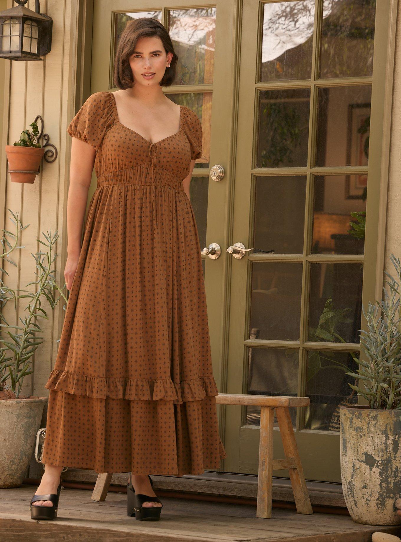 Festi Puff Sleeve Tiered Maxi Dress, INI MOTIFS MUSTARD, hi-res
