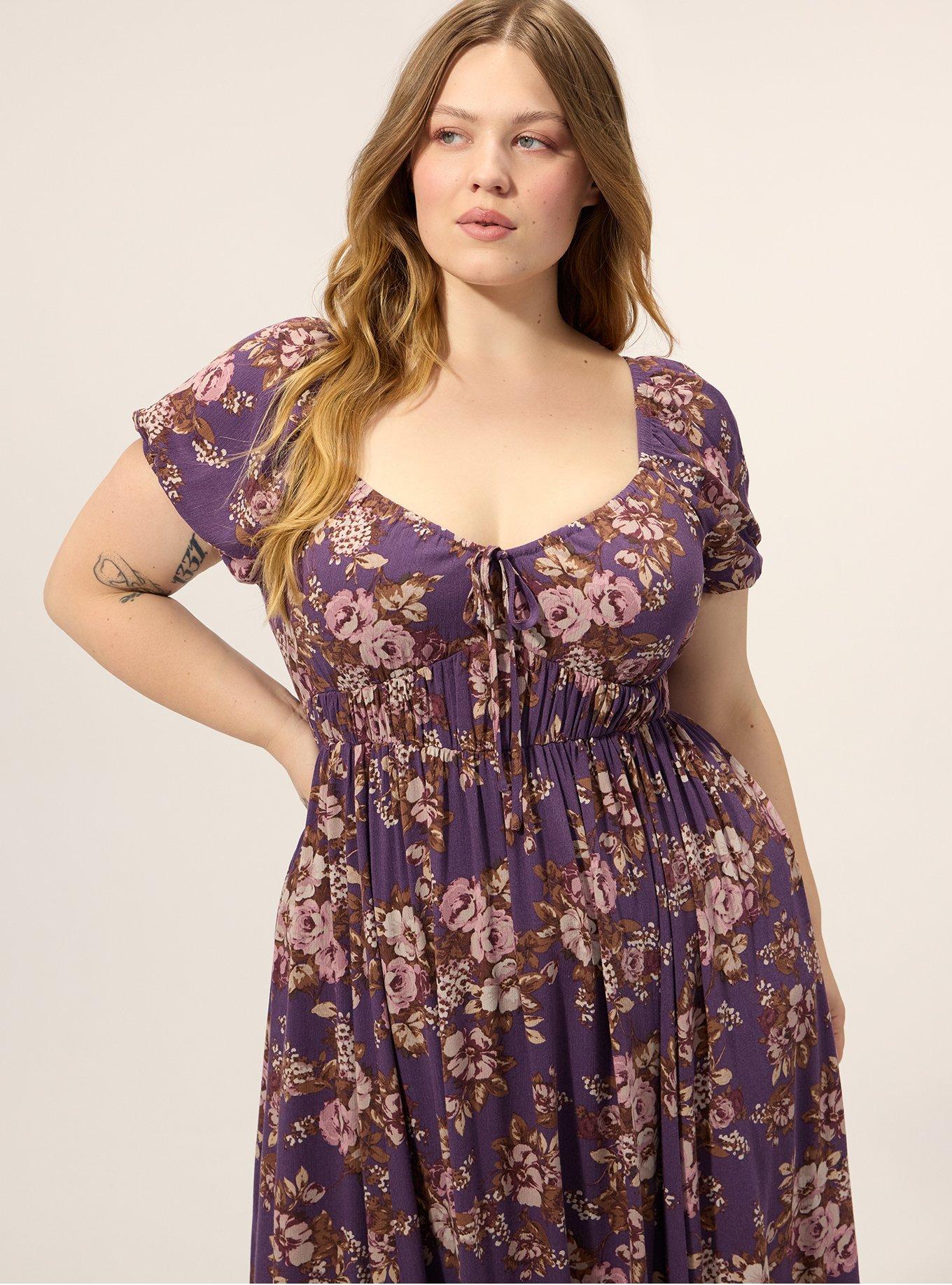 Festi Puff Sleeve Tiered Maxi Dress, PAULA ROSES FLORAL PURPLE, alternate