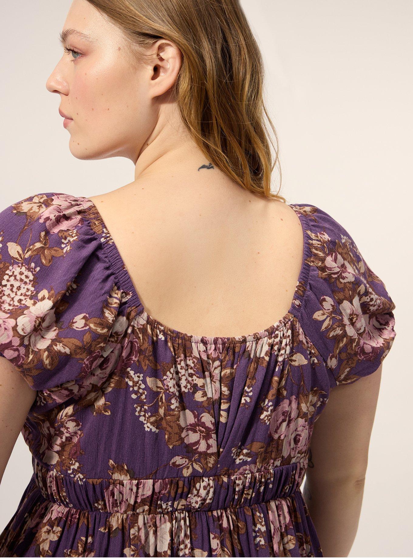 Festi Puff Sleeve Tiered Maxi Dress, PAULA ROSES FLORAL PURPLE, alternate