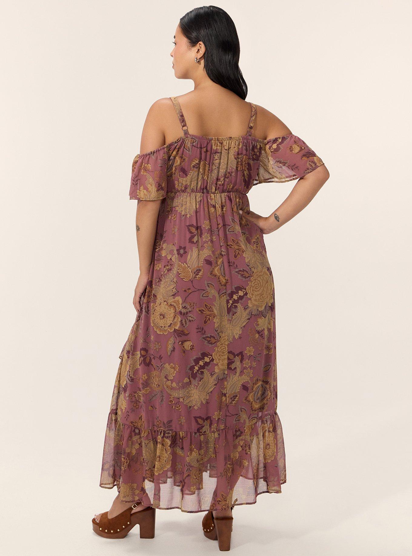 Festi Chiffon Ruffle Maxi Dress, SCROLL FLORAL PAISLEY BRICK NEW, alternate