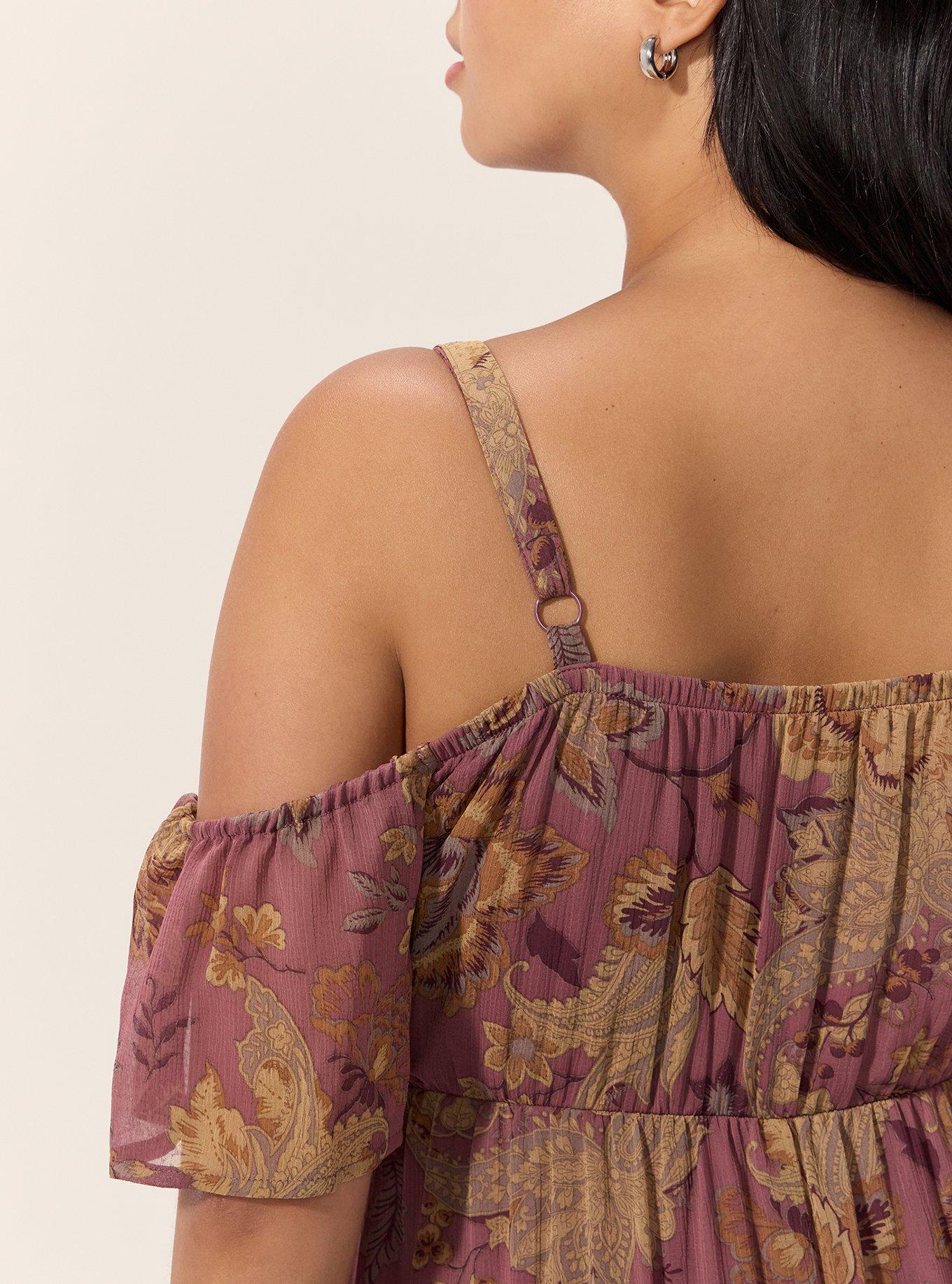 Festi Chiffon Ruffle Maxi Dress, SCROLL FLORAL PAISLEY BRICK NEW, alternate