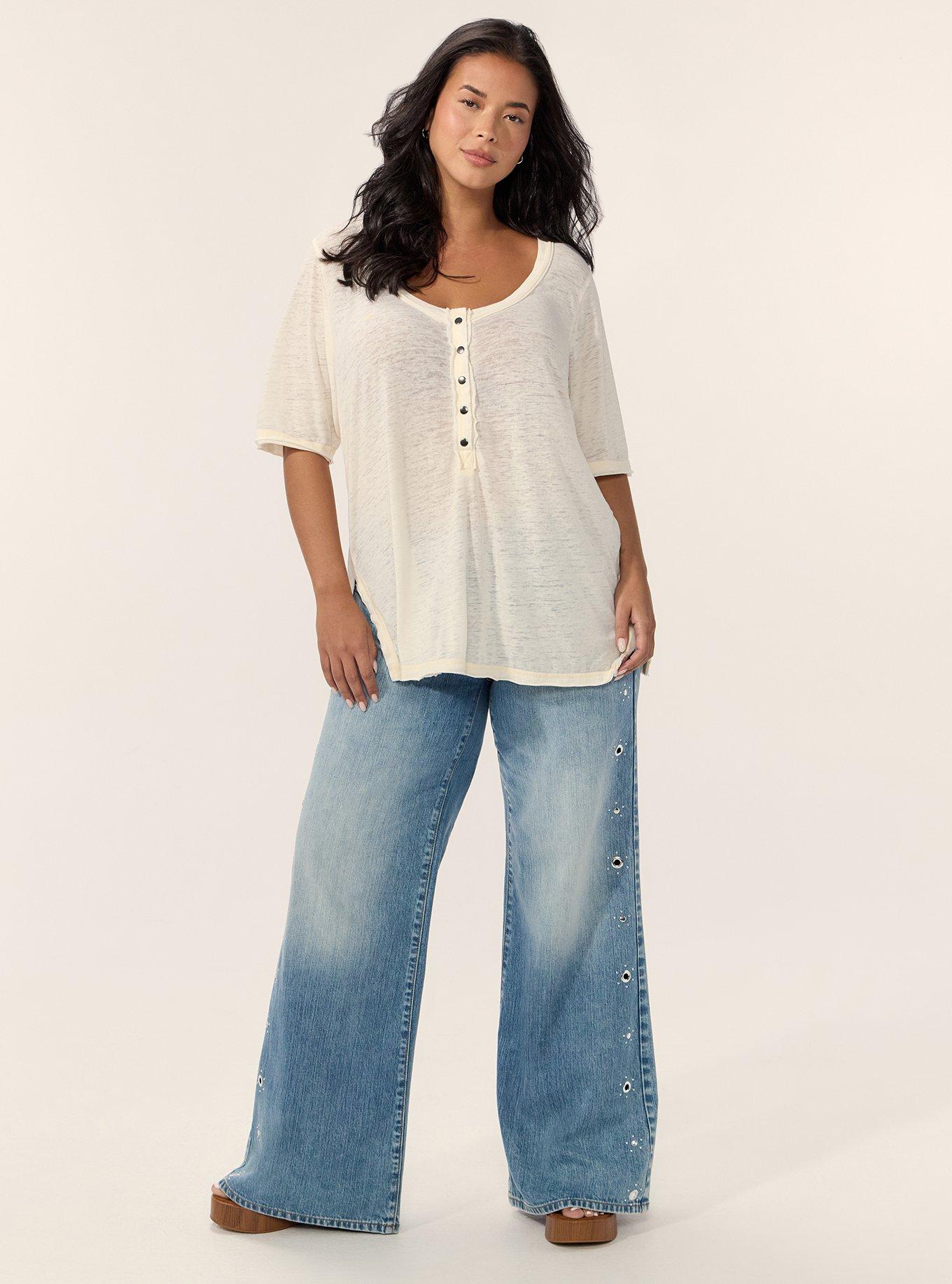 Festi Burnout Scoop Relaxed Henley, WHITE SWAN, alternate