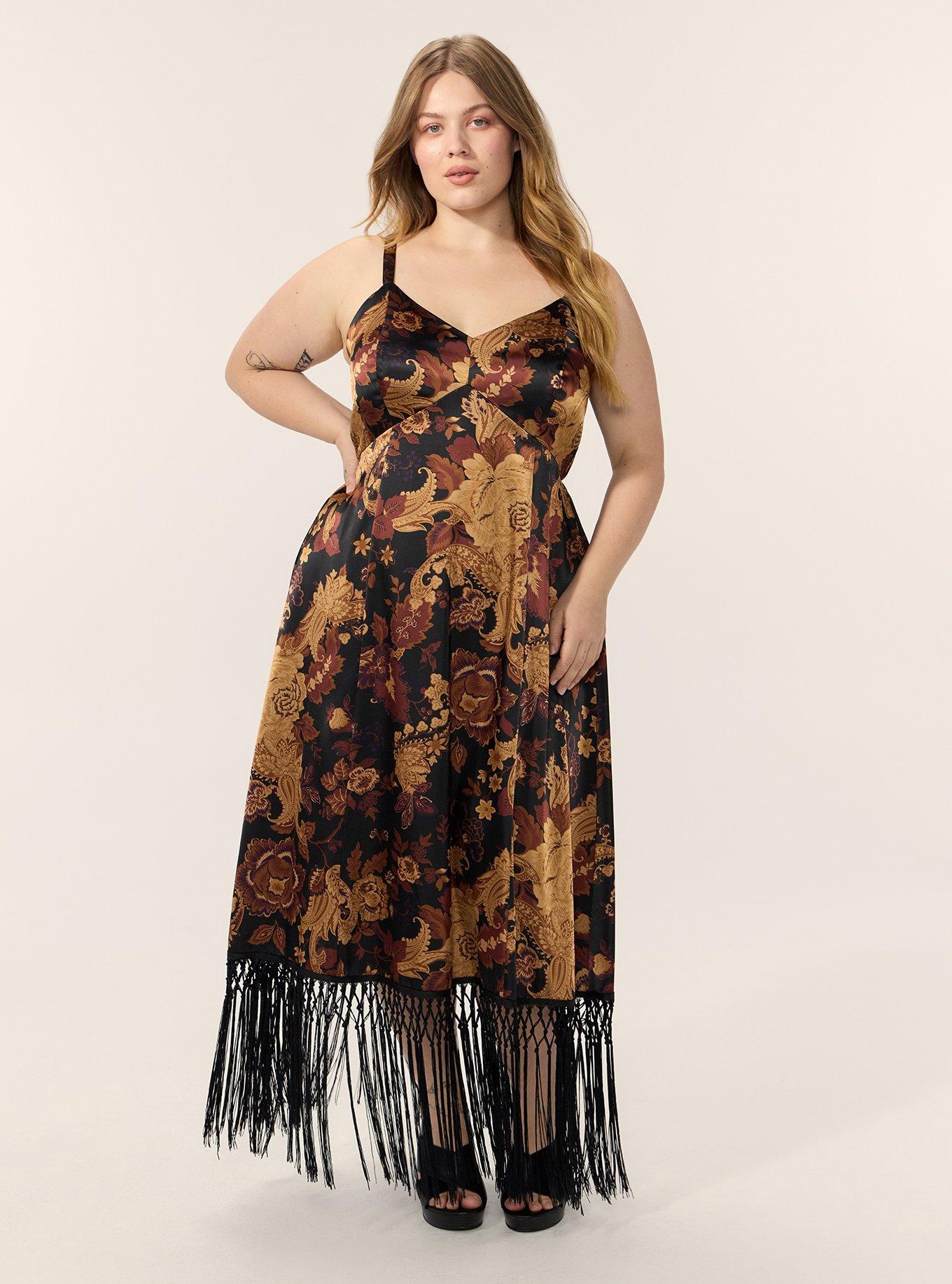 Festi Fringe Maxi Dress, SCROLL FLORAL PAISLEY BLACK, alternate