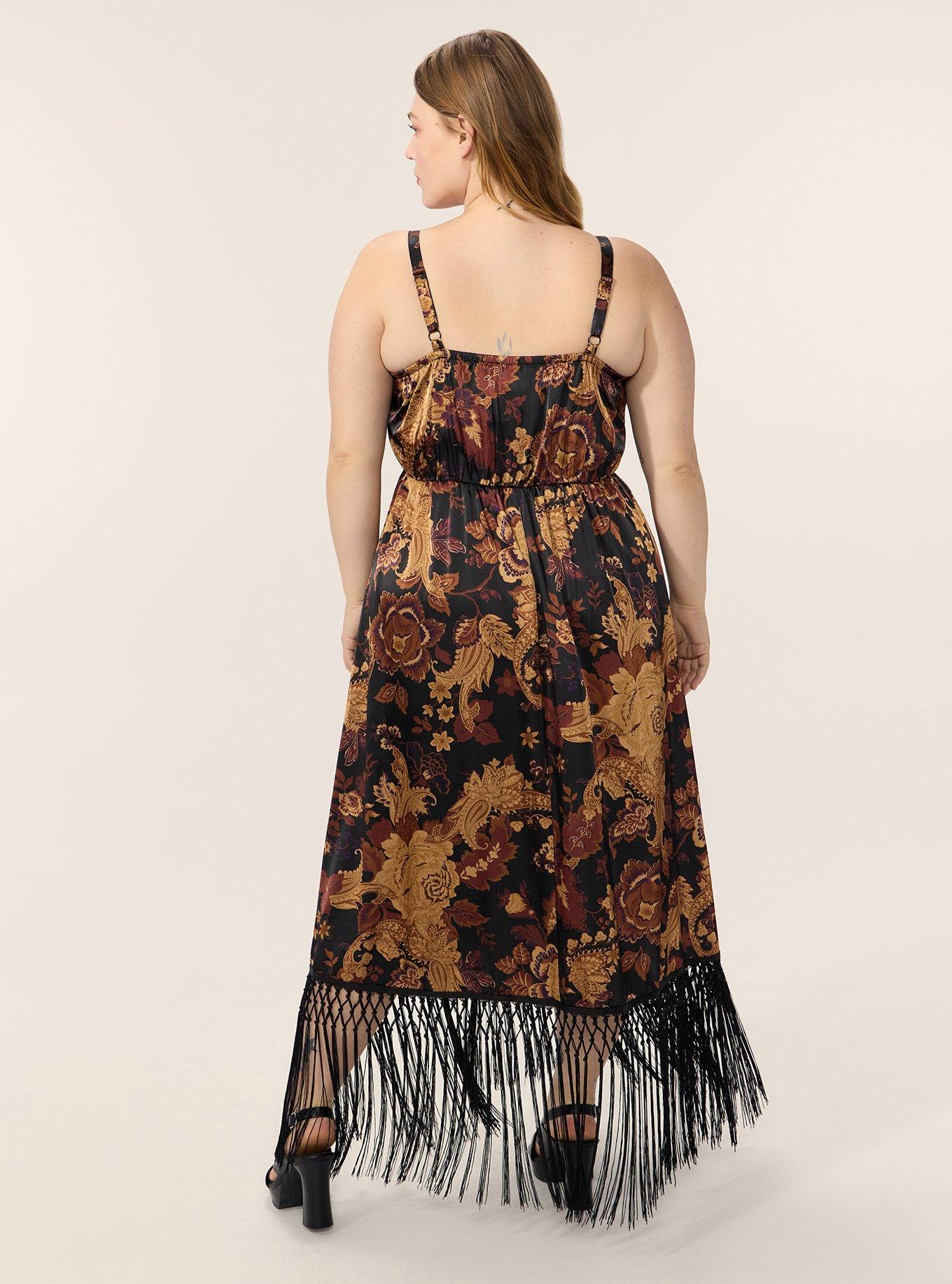 Festi Fringe Maxi Dress, SCROLL FLORAL PAISLEY BLACK, alternate