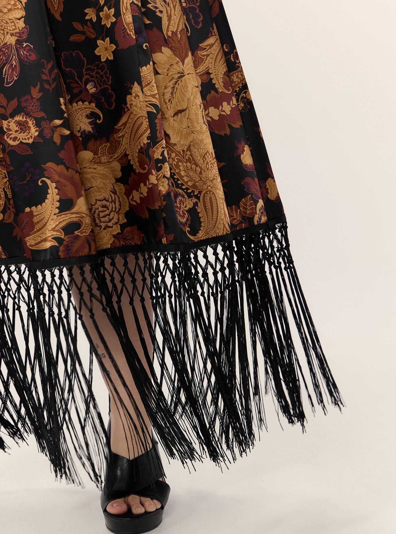 Festi Fringe Maxi Dress, SCROLL FLORAL PAISLEY BLACK, alternate