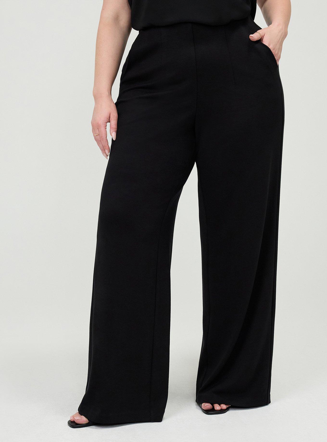 Super Soft Ponte Pull-On Wide-Leg High-Rise Pant, DEEP BLACK, alternate