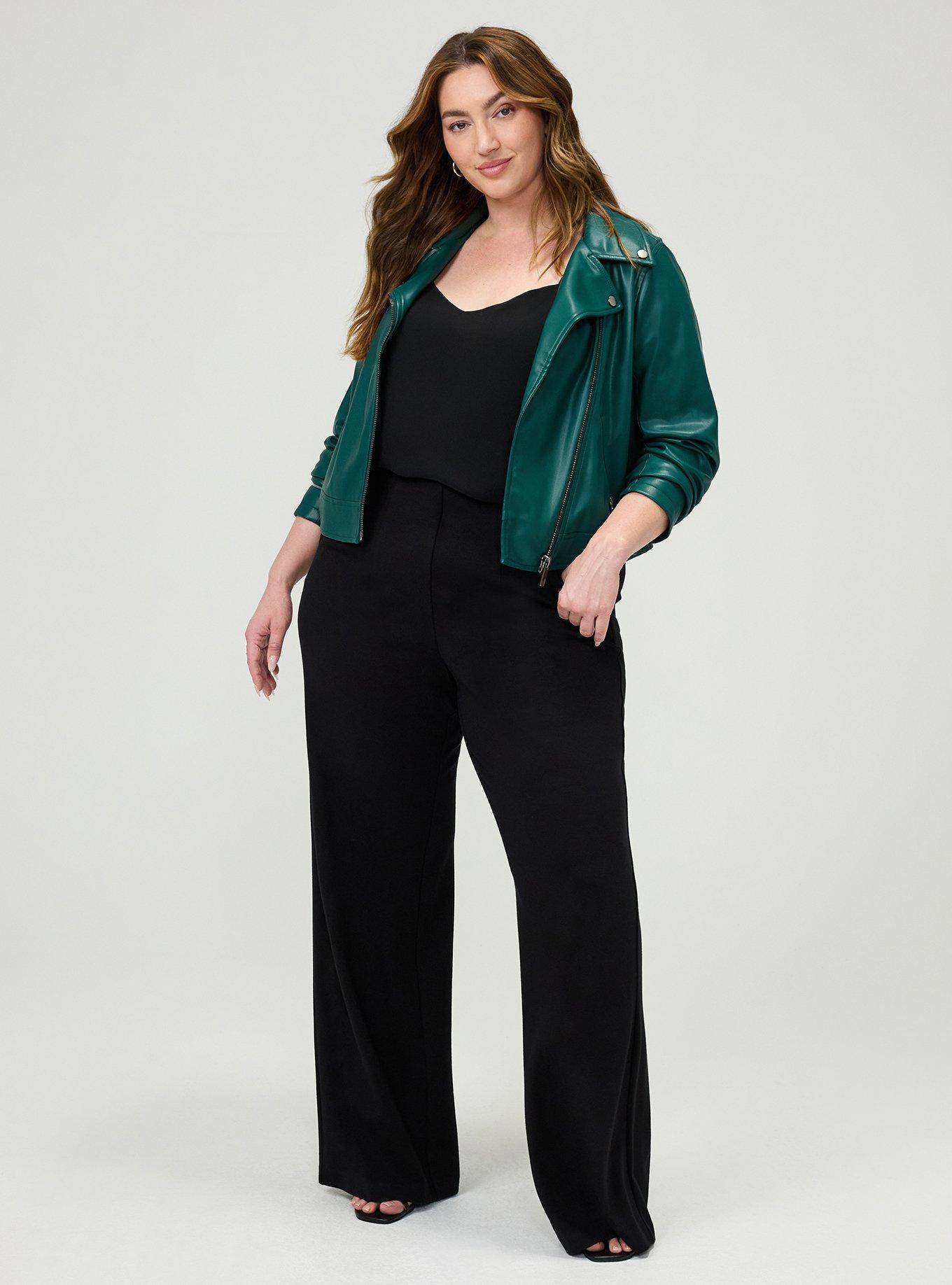 Super Soft Ponte Pull-On Wide-Leg High-Rise Pant, DEEP BLACK, hi-res