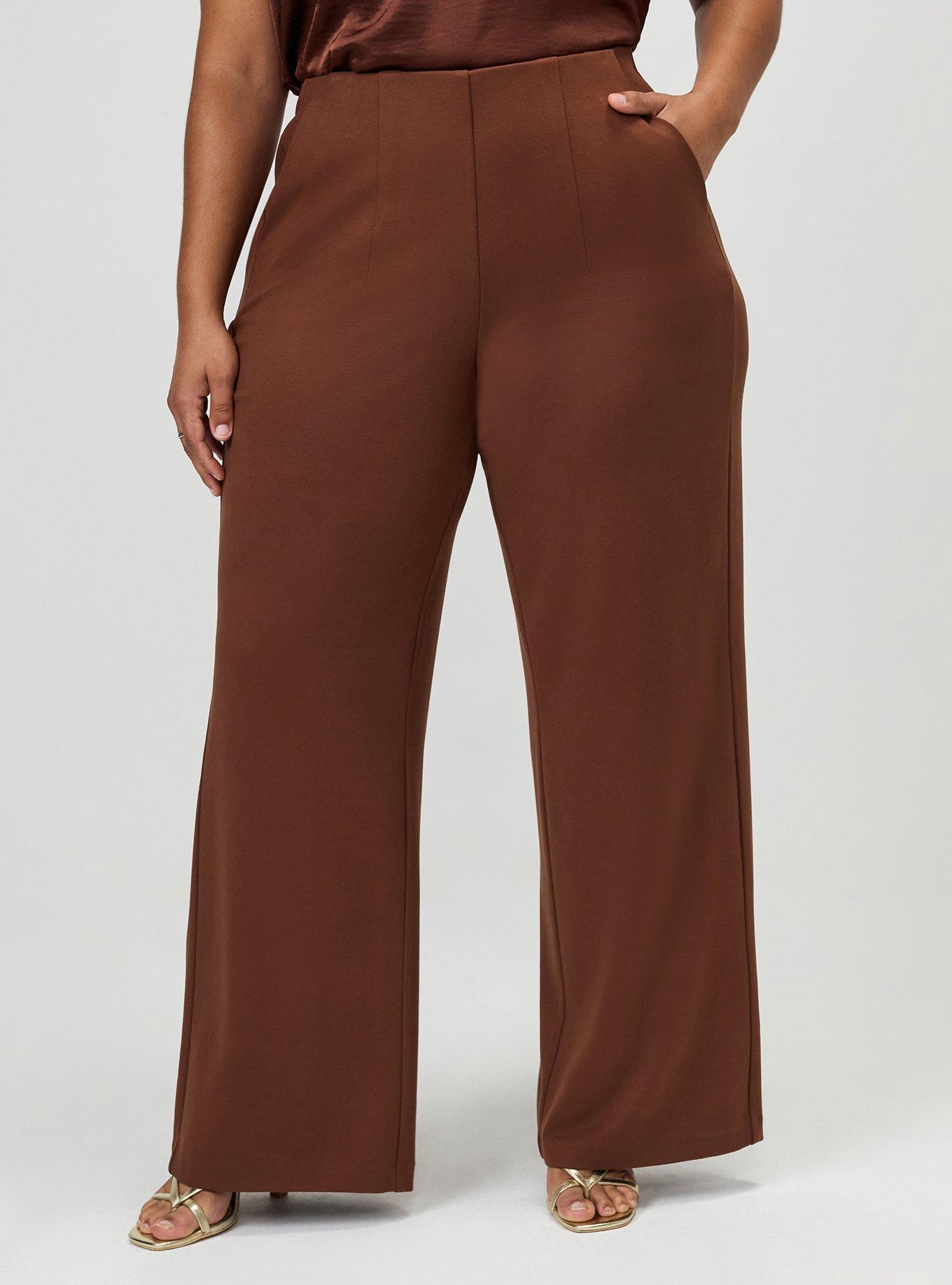 Super Soft Ponte Pull-On Wide-Leg High-Rise Pant, CAPPUCCINO, alternate