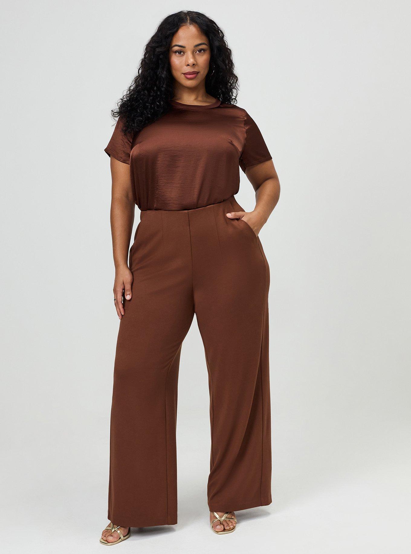 Super Soft Ponte Pull-On Wide-Leg High-Rise Pant, CAPPUCCINO, alternate