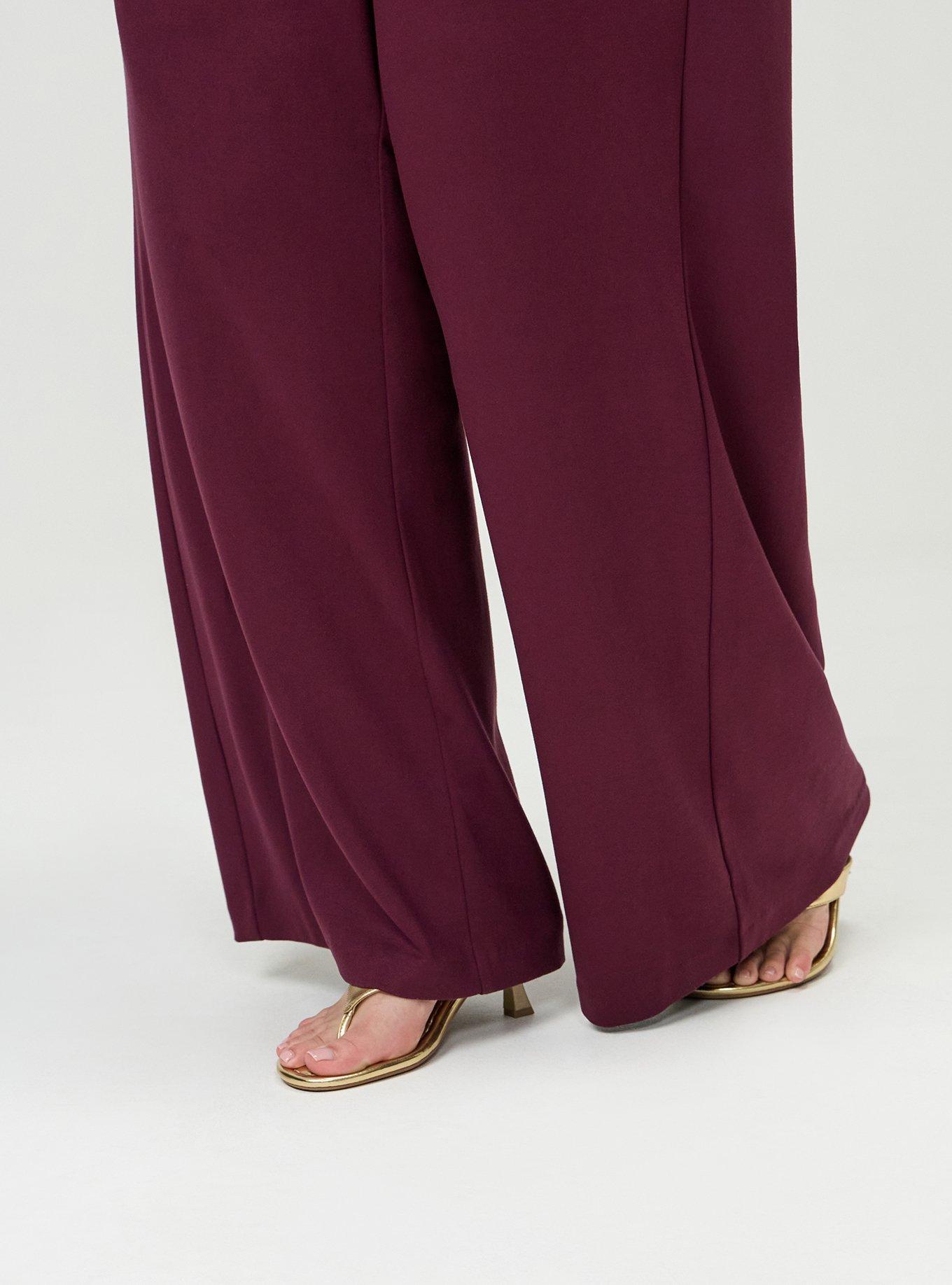 Super Soft Ponte Pull-On Wide-Leg High-Rise Pant, MAROON BANNER, alternate