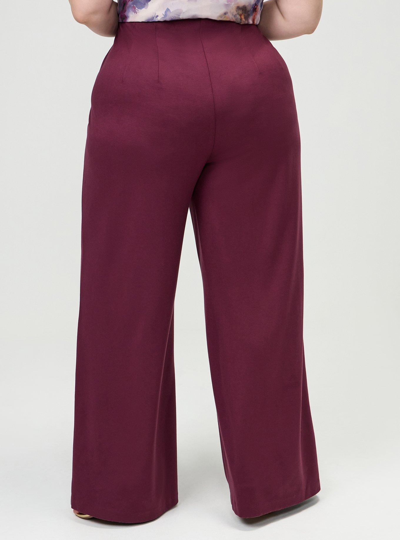 Super Soft Ponte Pull-On Wide-Leg High-Rise Pant, MAROON BANNER, alternate