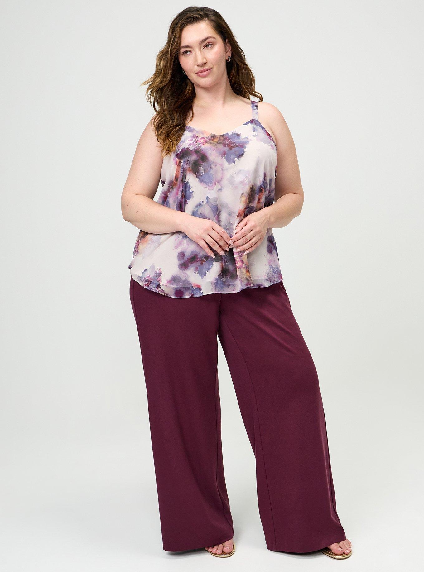 Super Soft Ponte Pull-On Wide-Leg High-Rise Pant, MAROON BANNER, alternate