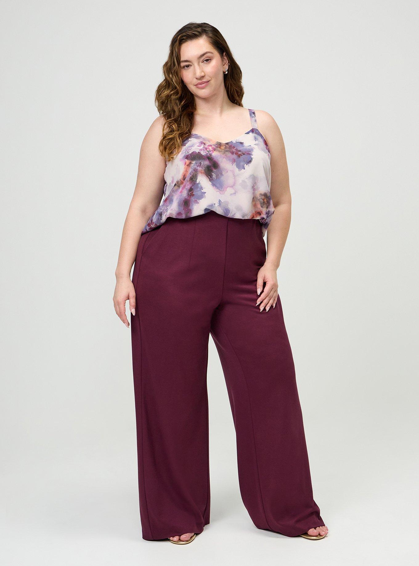 Super Soft Ponte Pull-On Wide-Leg High-Rise Pant, MAROON BANNER, hi-res